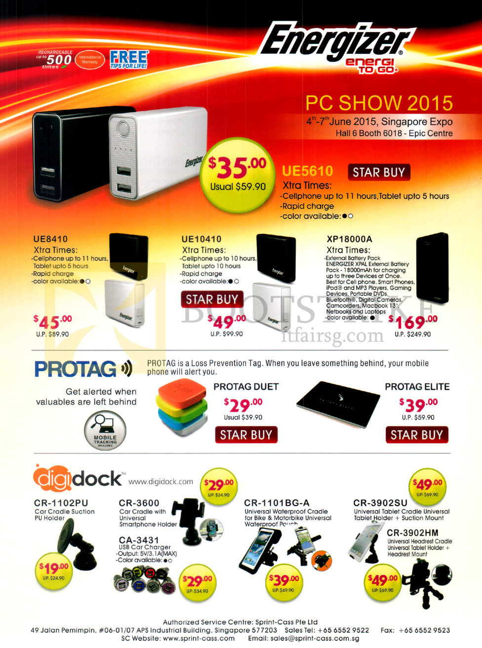 PC SHOW 2015 price list image brochure of Epicentre Energizer Chargers Power Bank, UE8410 UE10410 XP18000a, Protag Duet, Elite, Digidock Suction Holder