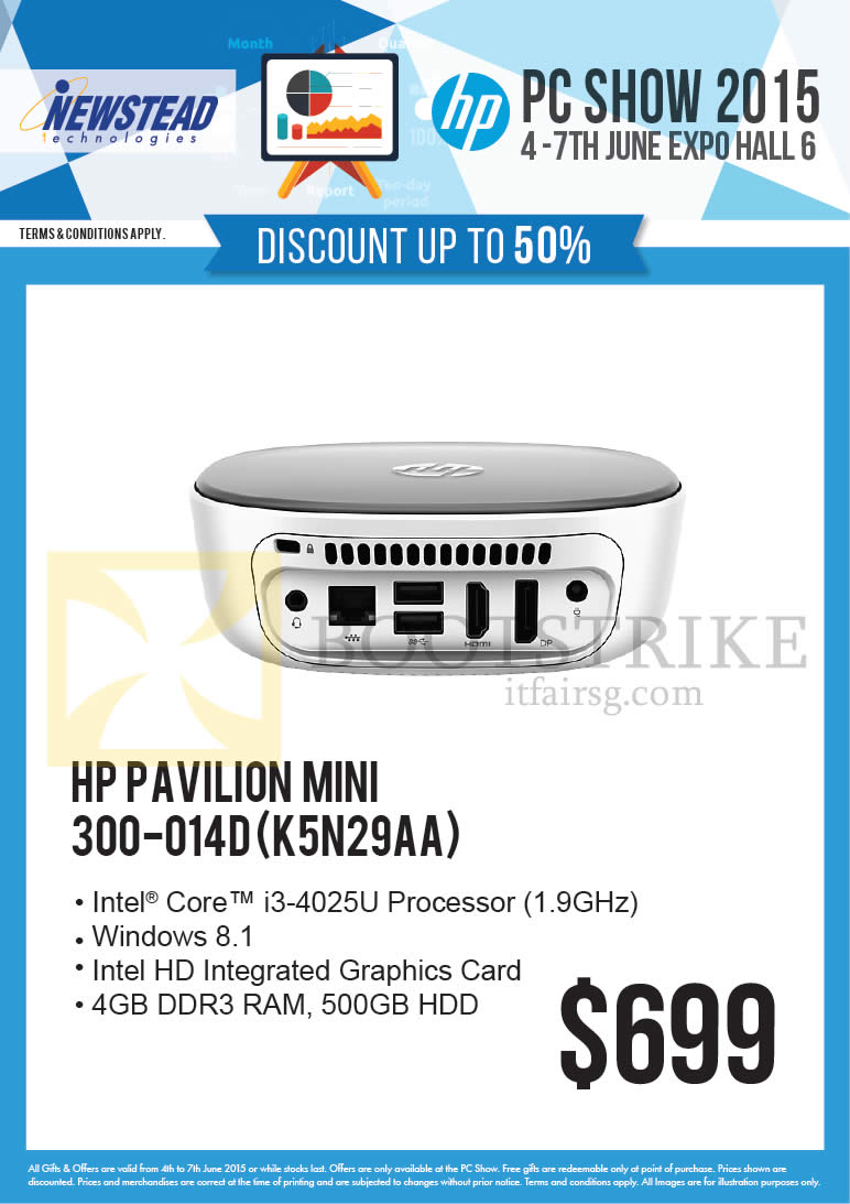 PC SHOW 2015 price list image brochure of HP Newstead Desktop PC Pavilion Mini 300-014D K5N29AA