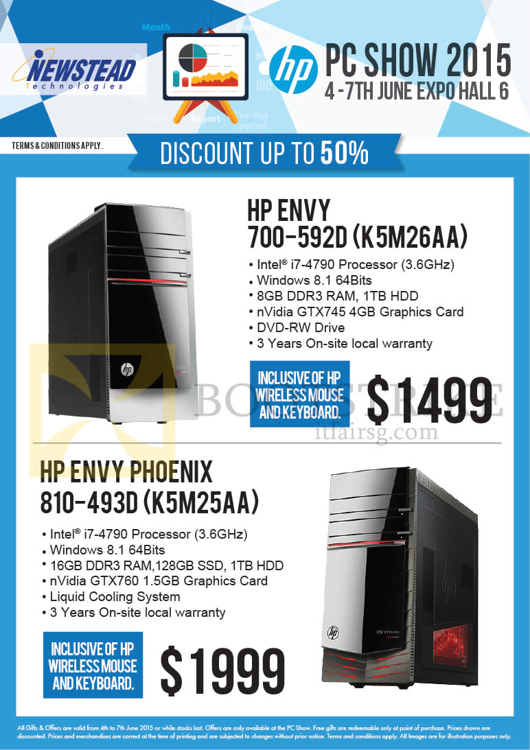 PC SHOW 2015 price list image brochure of HP Newstead Desktop PCs Envy 700-592D K5M26AA, Envy Phoenix 810-493D K5M25AA