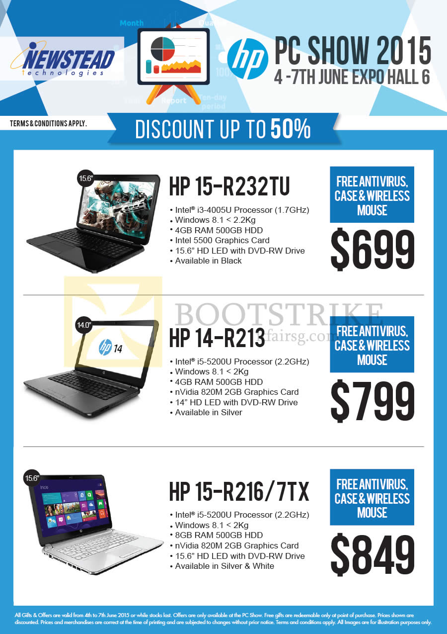 PC SHOW 2015 price list image brochure of HP Newstead Notebooks 15-R232TU, 14-R213, 15-R216TX, R217TX
