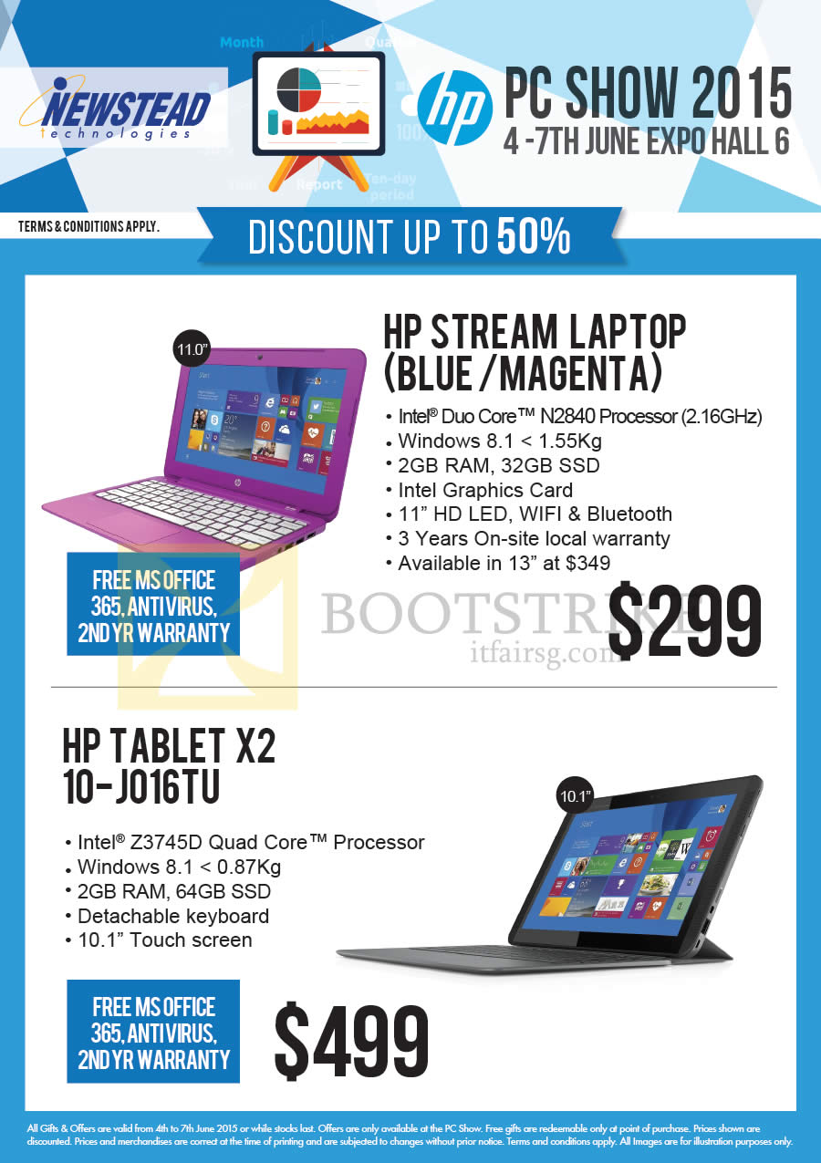 PC SHOW 2015 price list image brochure of HP Newstead Notebooks Stream, Tablet X2 10-J016TU