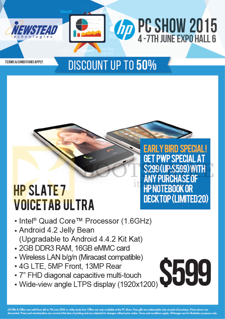 PC SHOW 2015 price list image brochure of HP Newstead Tablet Slate 7 Voicetab Ultra