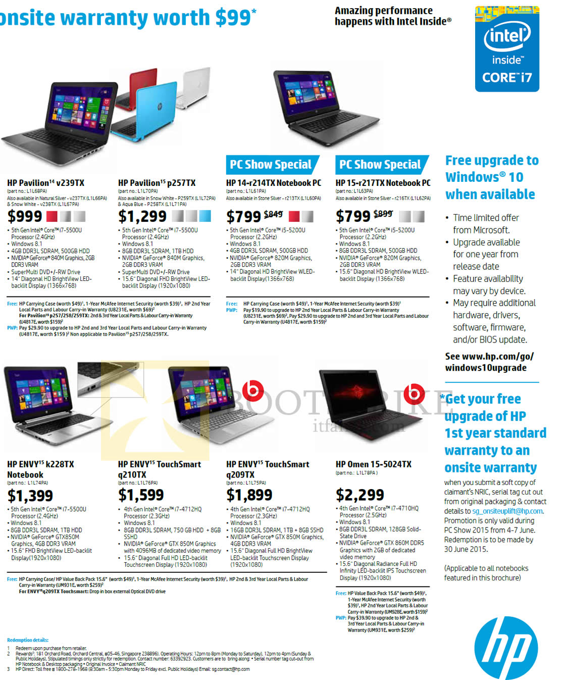 PC SHOW 2015 price list image brochure of HP Notebooks Pavilion, Envy, TouchSmart, Omen