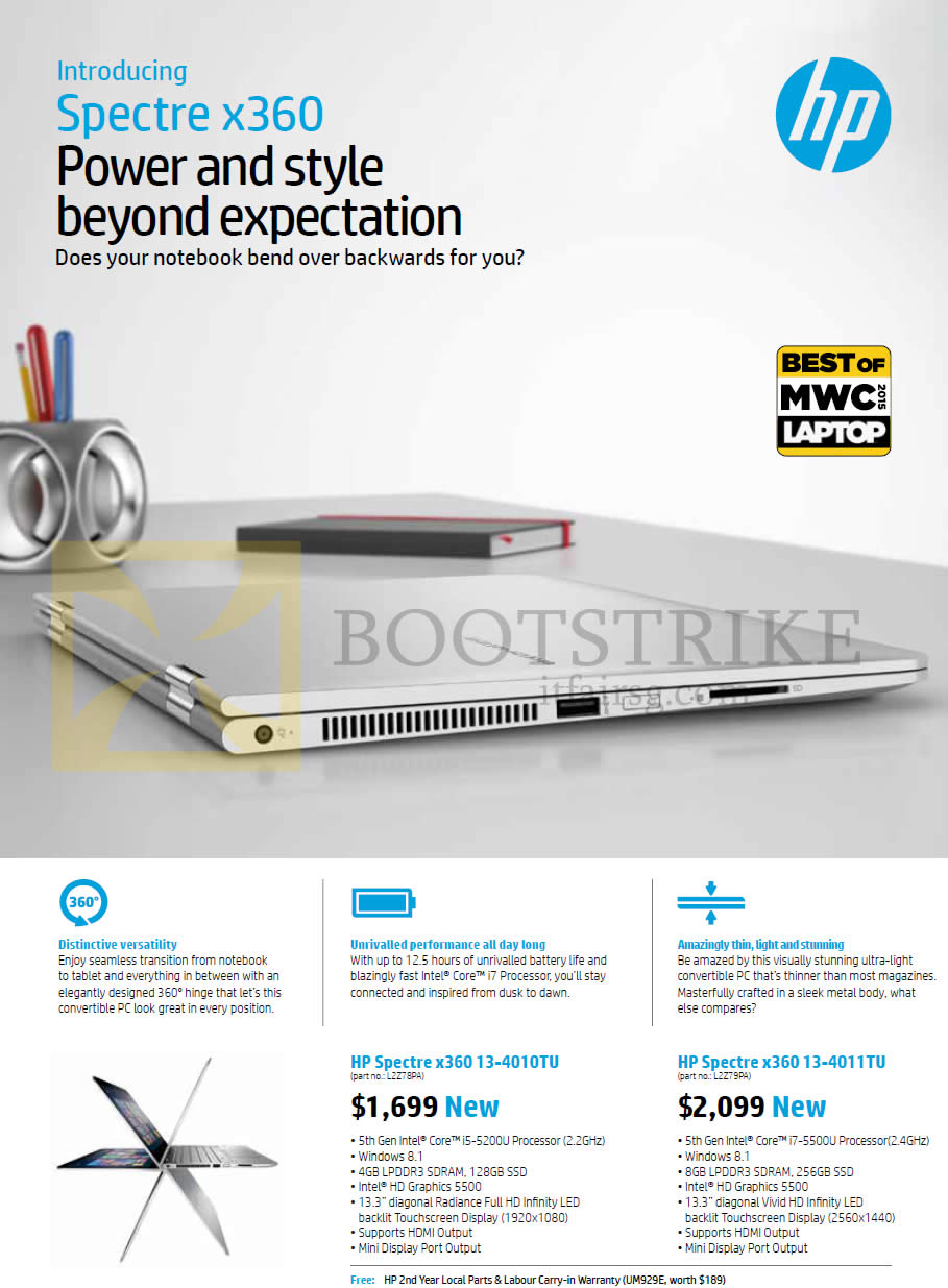 PC SHOW 2015 price list image brochure of HP Notebooks Spectre X360 13-4010TU, 13-4011TU