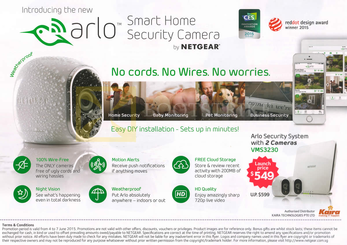 PC SHOW 2015 price list image brochure of Kaira Arlo VMS3230 Security Camera