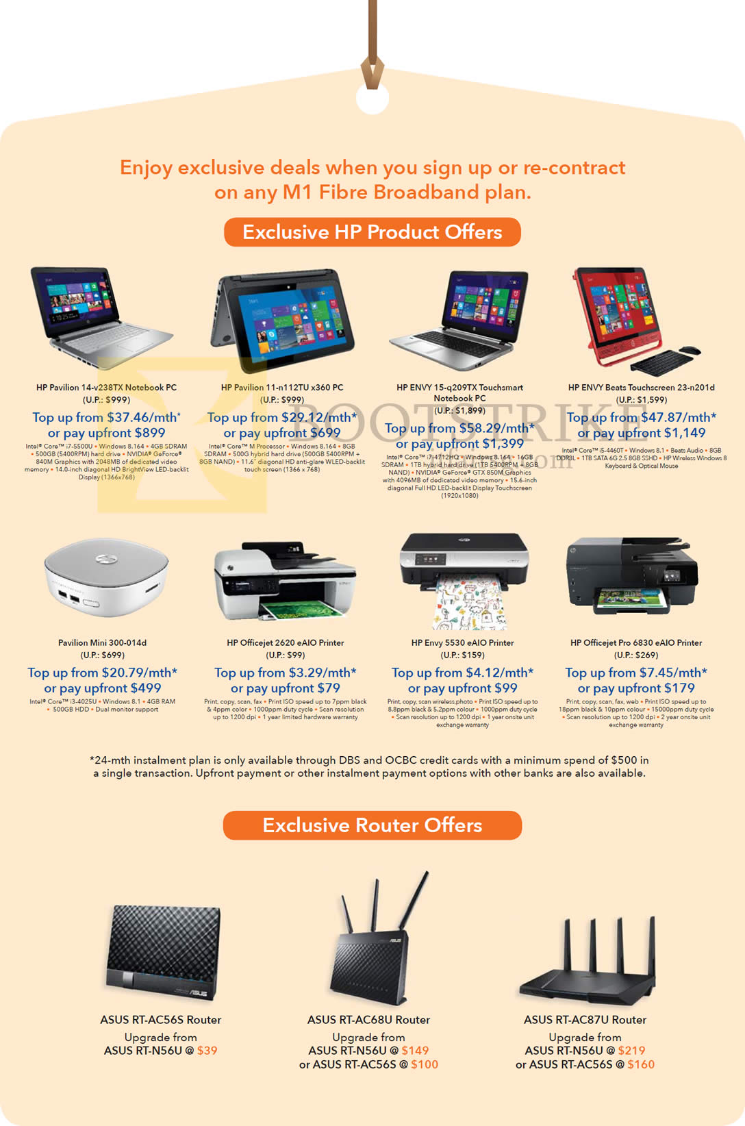 PC SHOW 2015 price list image brochure of M1 ASUS HP Product Offers Notebooks Pavilion Beats, Officejet Envy Printers, RT Routers