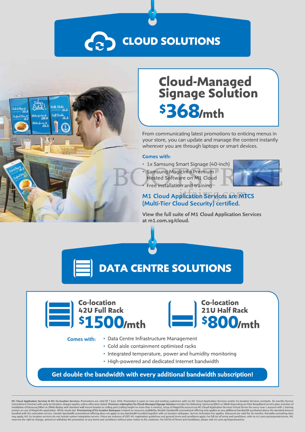 PC SHOW 2015 price list image brochure of M1 Business Cloud Solutions, Data Centre Co-Location