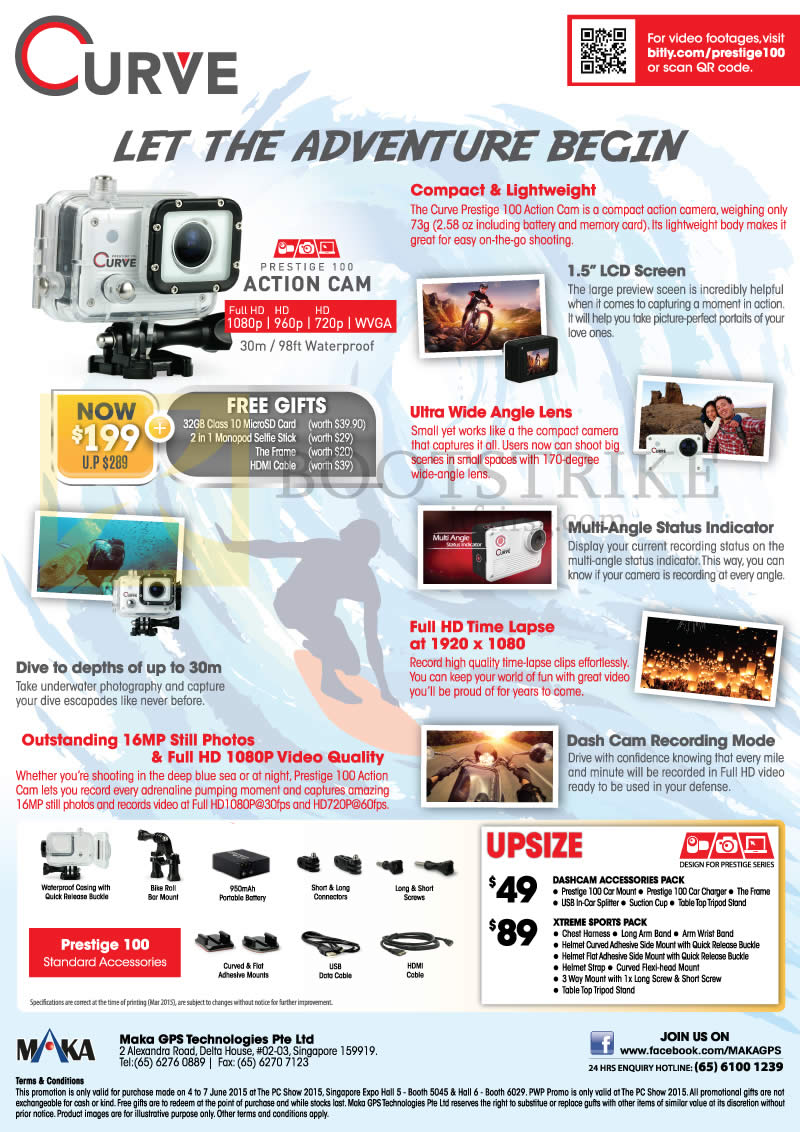 PC SHOW 2015 price list image brochure of Maka GPS Curve Prestige 100 Action Cam