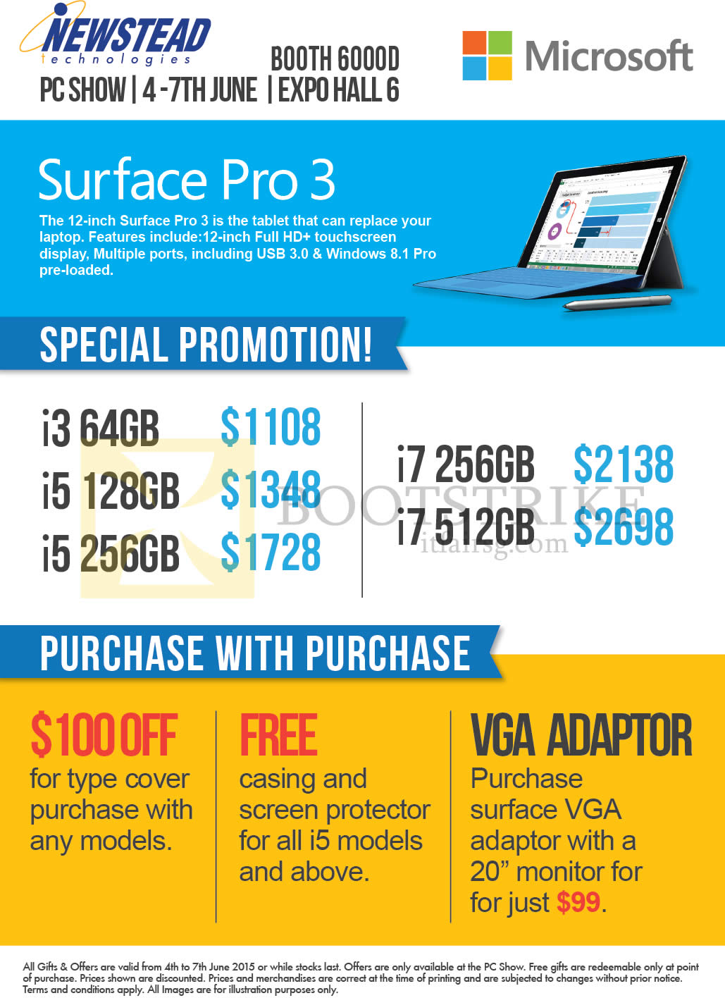 PC SHOW 2015 price list image brochure of Microsoft Newstead Surface Pro 3 Tablet