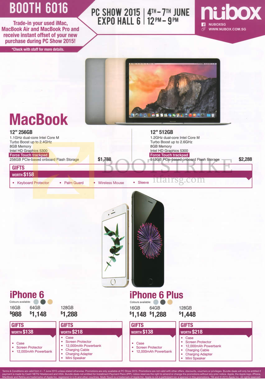 PC SHOW 2015 price list image brochure of Nubox Apple Notebooks MacBook, Smartphones IPhone 6, IPhone 6 Plus, Trade-in