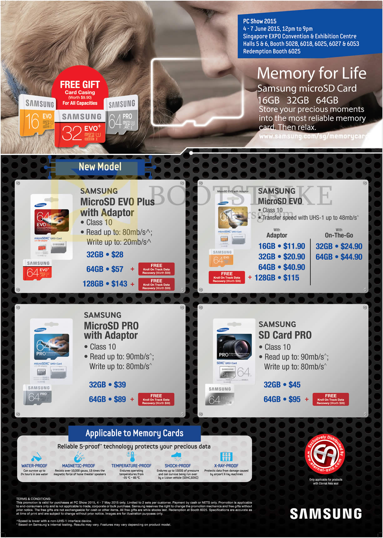 PC SHOW 2015 price list image brochure of Samsung Memory MicroSD Evo Plus, SD Card Pro 16GB 32GB 64GB 128GB
