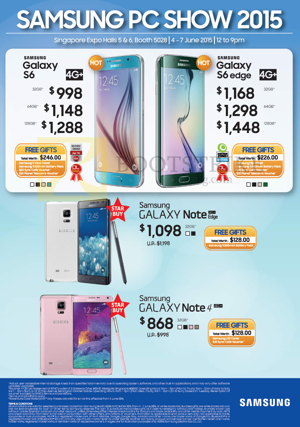 PC SHOW 2015 price list image brochure of Samsung Smartphones Galaxy S6, S6 Edge, Note Edge, Note 4