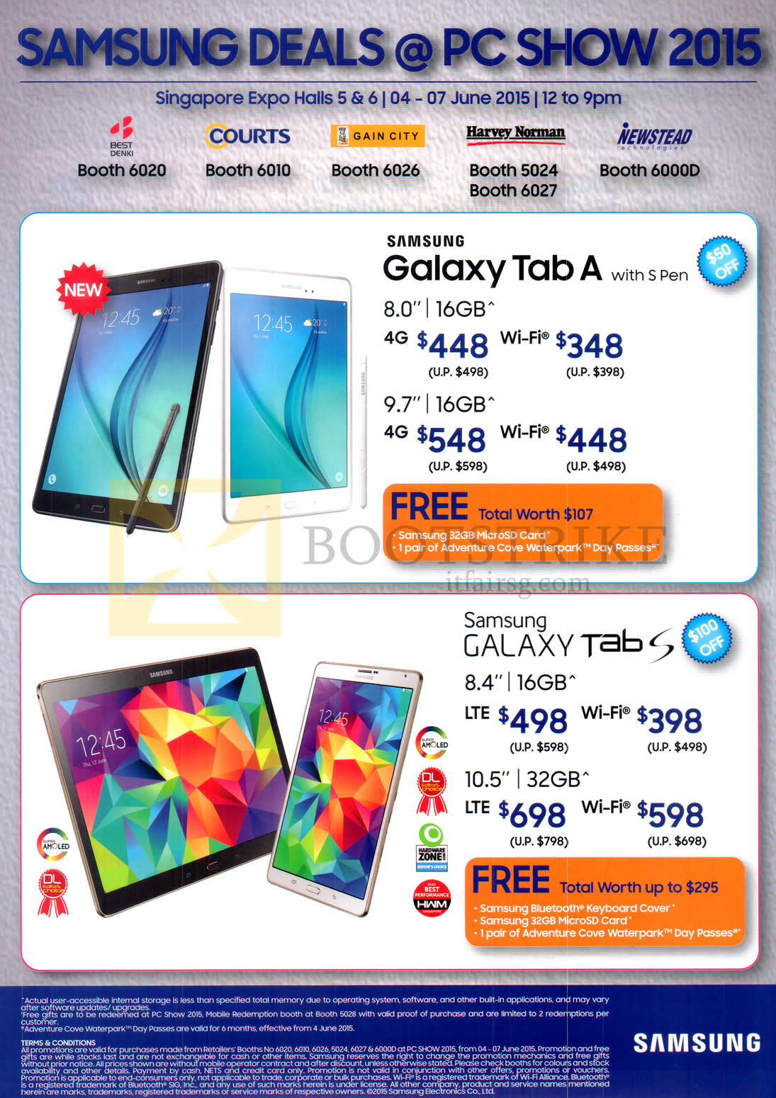 PC SHOW 2015 price list image brochure of Samsung Tablets Galaxy Tab A, Tab S