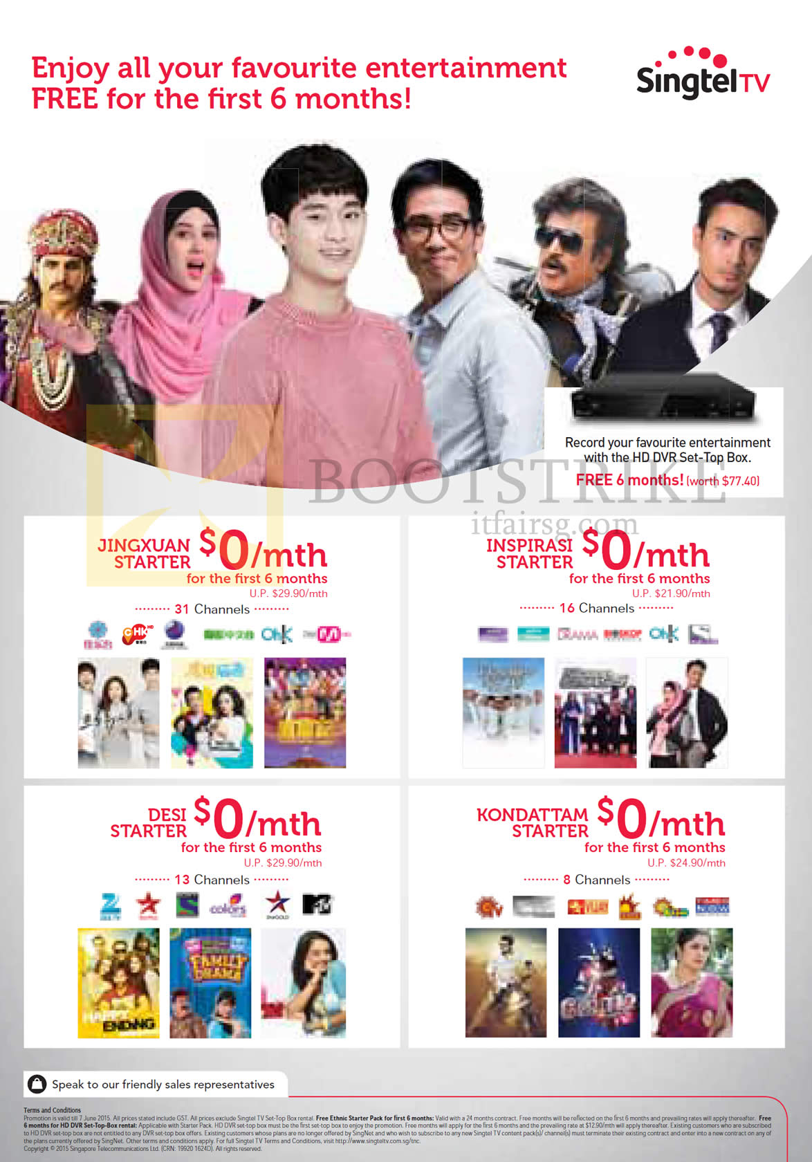 PC SHOW 2015 price list image brochure of Singtel TV Packs Free 6 Months, Jingxuan, Inspirasi, Desi Starter, Kondattam