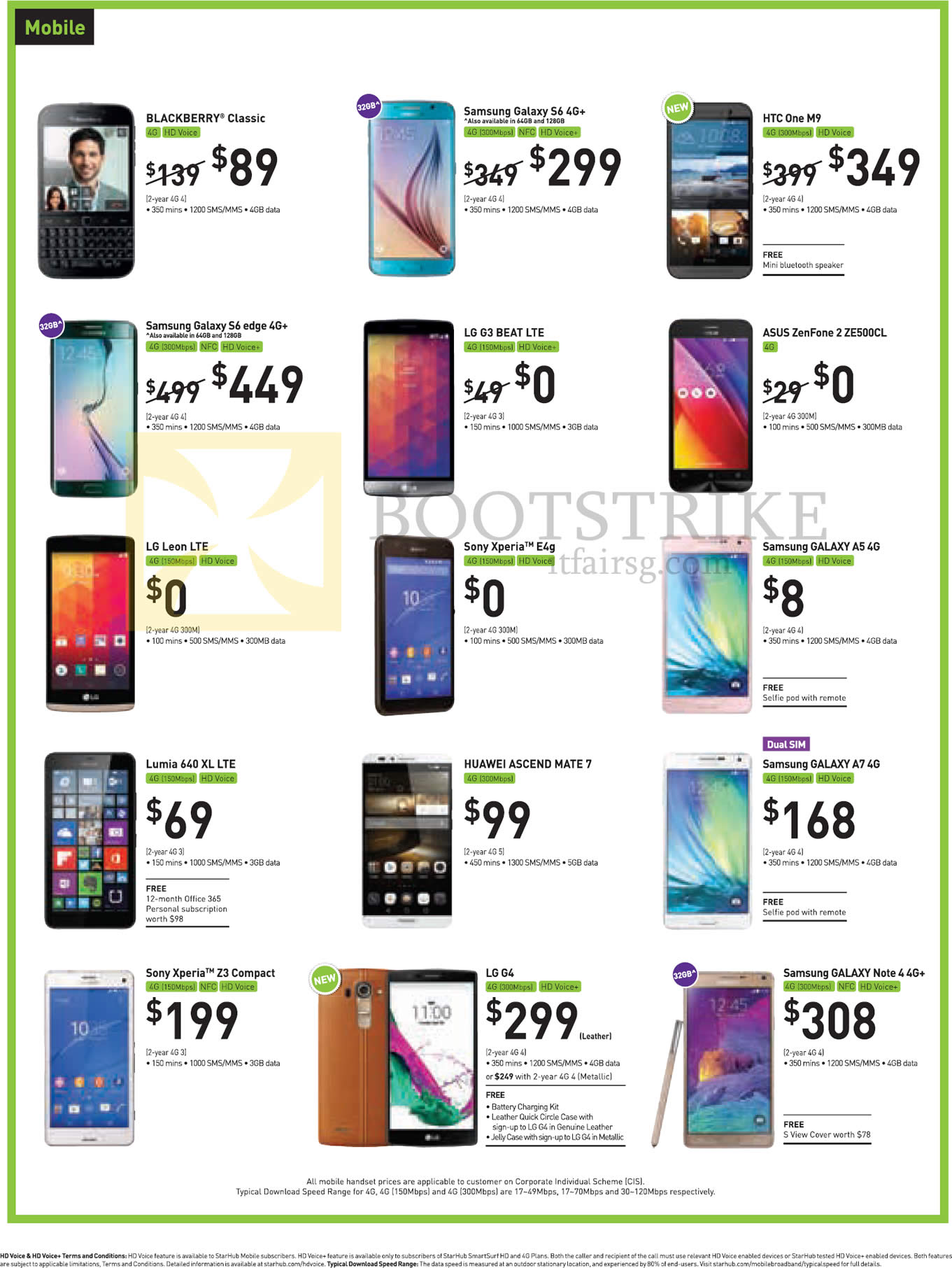 PC SHOW 2015 price list image brochure of Starhub ASUS Zenfone 2 Ze500cl, HTC One M9, Huawei Ascend Mate 7, LG G3 Beat Lte G4 Leon, Lumia 640 Xl, Samsung Galaxy A5 A7 Note 4 S6 Edge, Sony Xperia E4g Z3