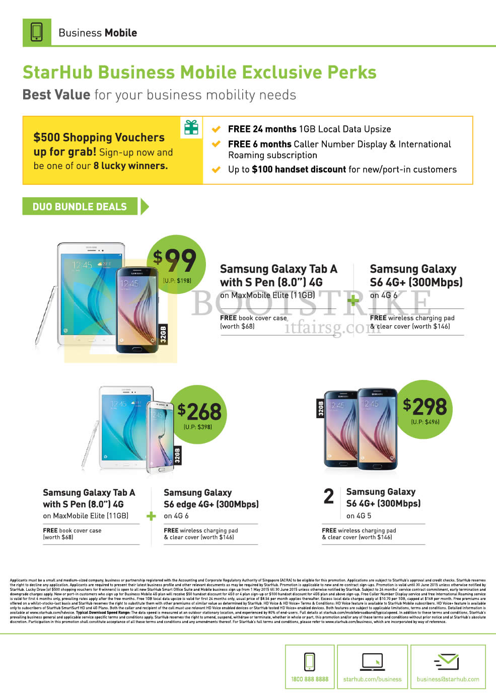 PC SHOW 2015 price list image brochure of Starhub Business Mobile Exclusive Perks, Samsung Galaxy Tab A, S6, S6 Edge