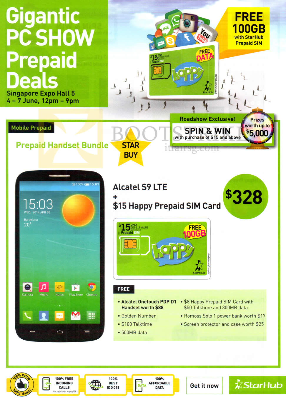 PC SHOW 2015 price list image brochure of Starhub Prepaid Handset Bundles Alcatel S9