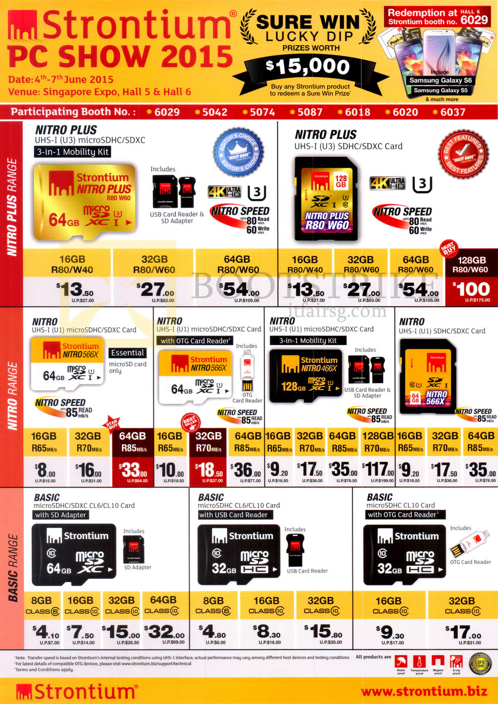 PC SHOW 2015 price list image brochure of Strontium Memory Cards Nitro Plus, Nitro, Basic MicroSDHC