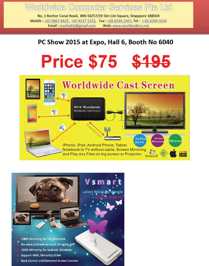 PC SHOW 2015 price list image brochure of Worldwide Computer Services Cast Screen Vsmart Dongle