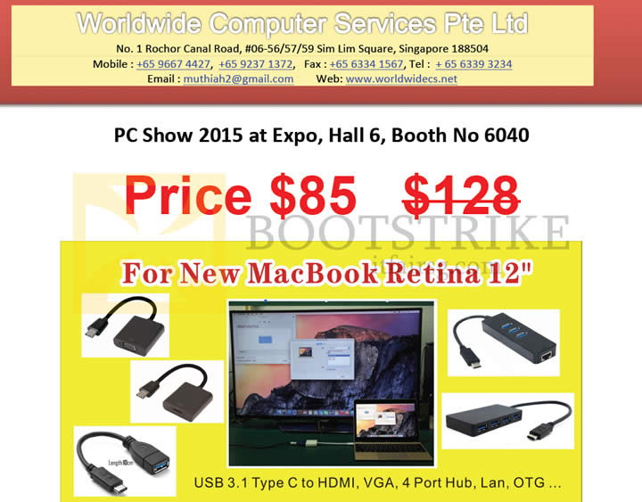 PC SHOW 2015 price list image brochure of Worldwide Computer Services USB Type C To HDMI
