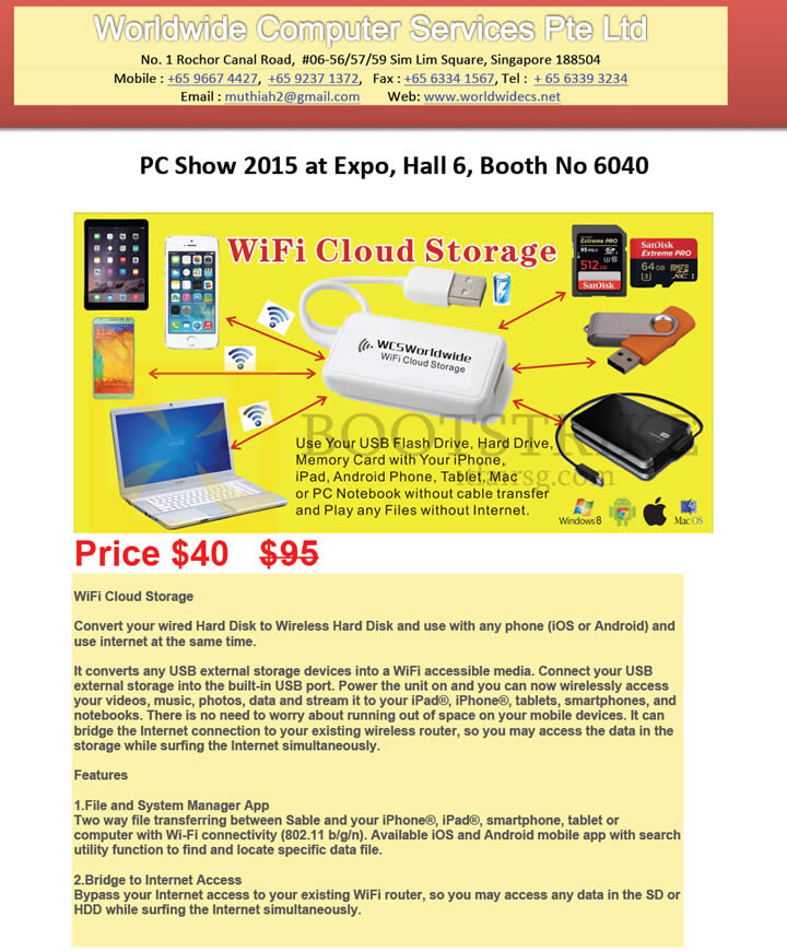 PC SHOW 2015 price list image brochure of Worldwide Computer Services WiFi Cloud Storage