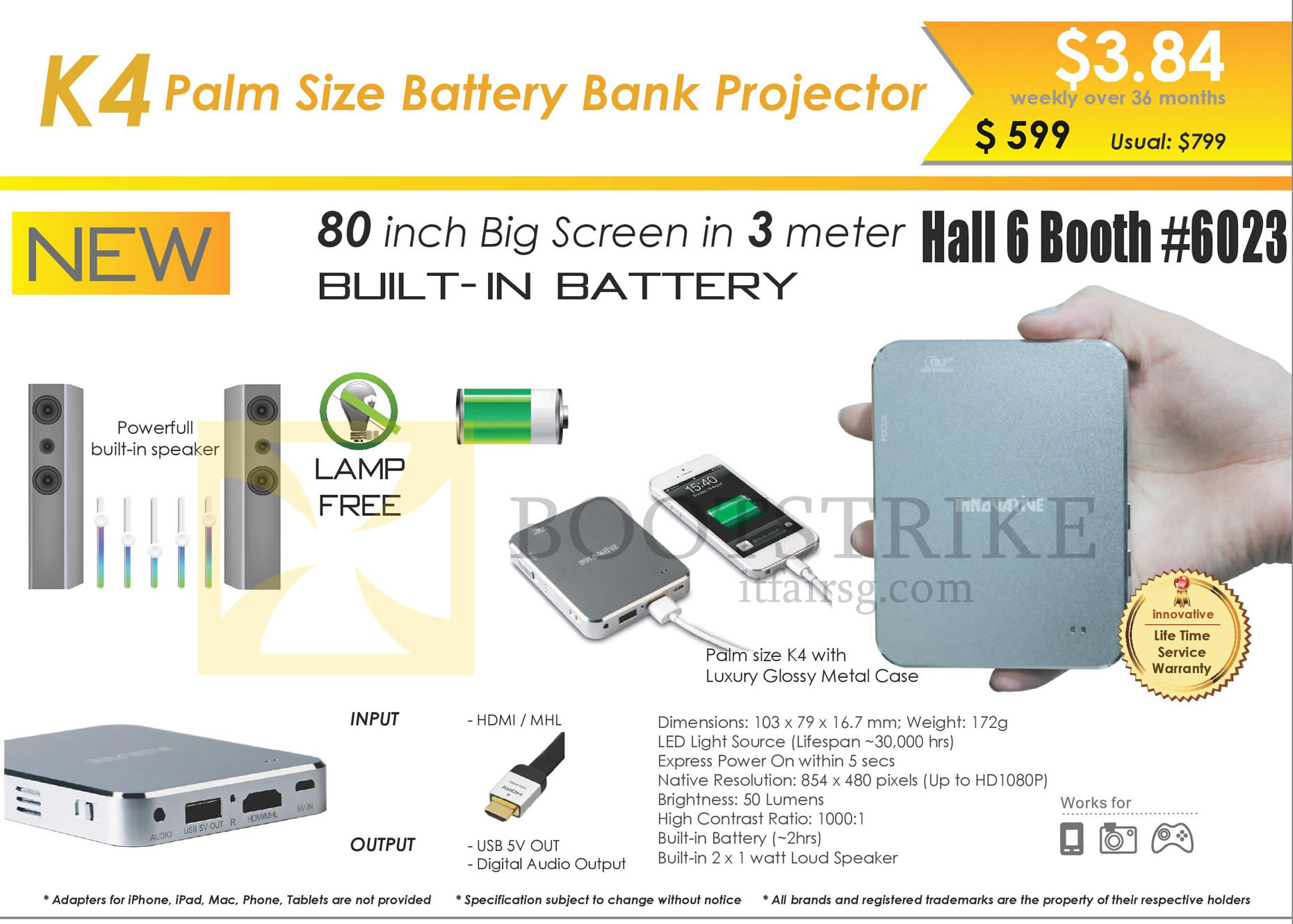 PC SHOW 2015 price list image brochure of X-Kimi K4 Battery Bank Projector