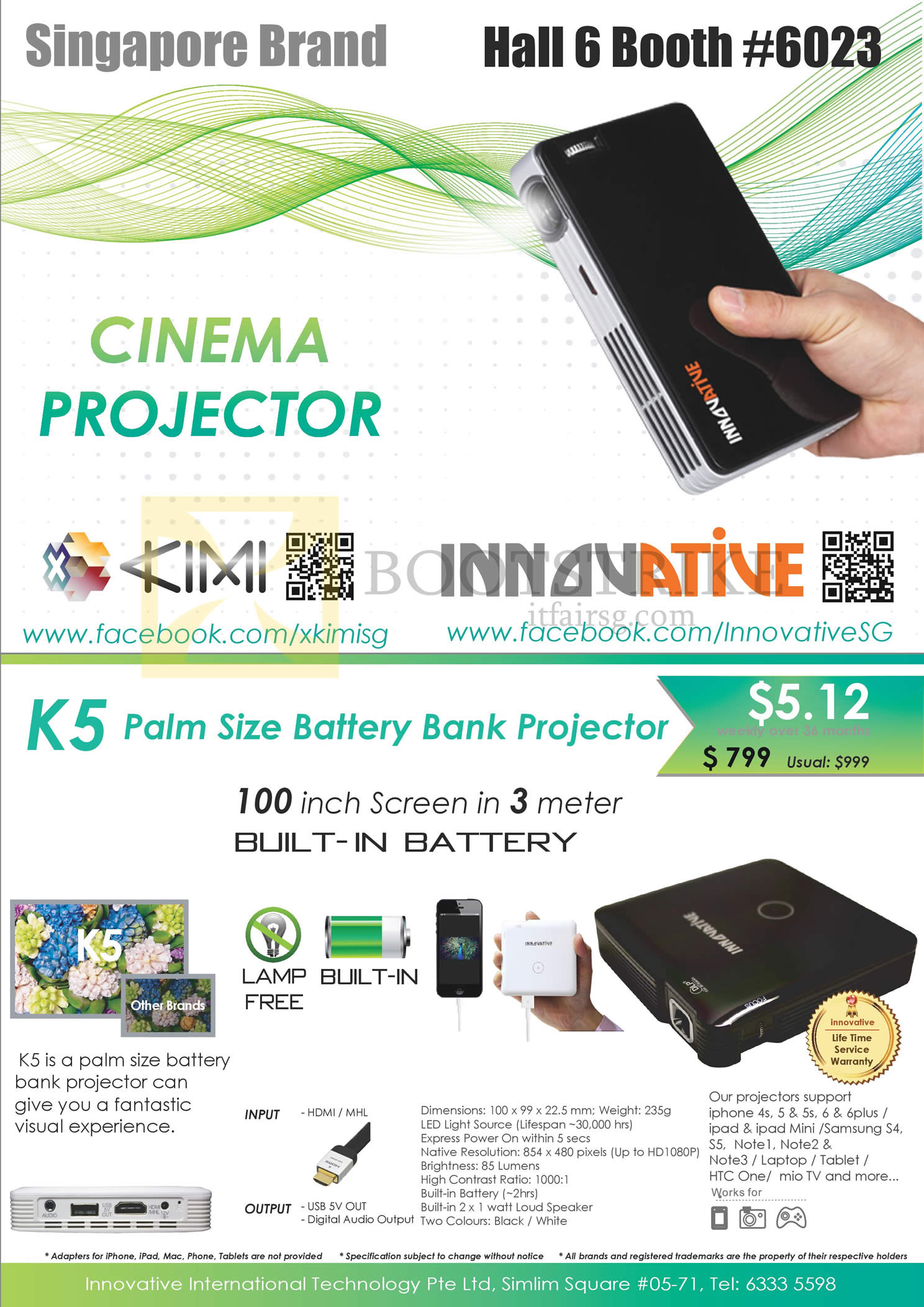 PC SHOW 2015 price list image brochure of X-Kimi K5 Battery Bank Projector