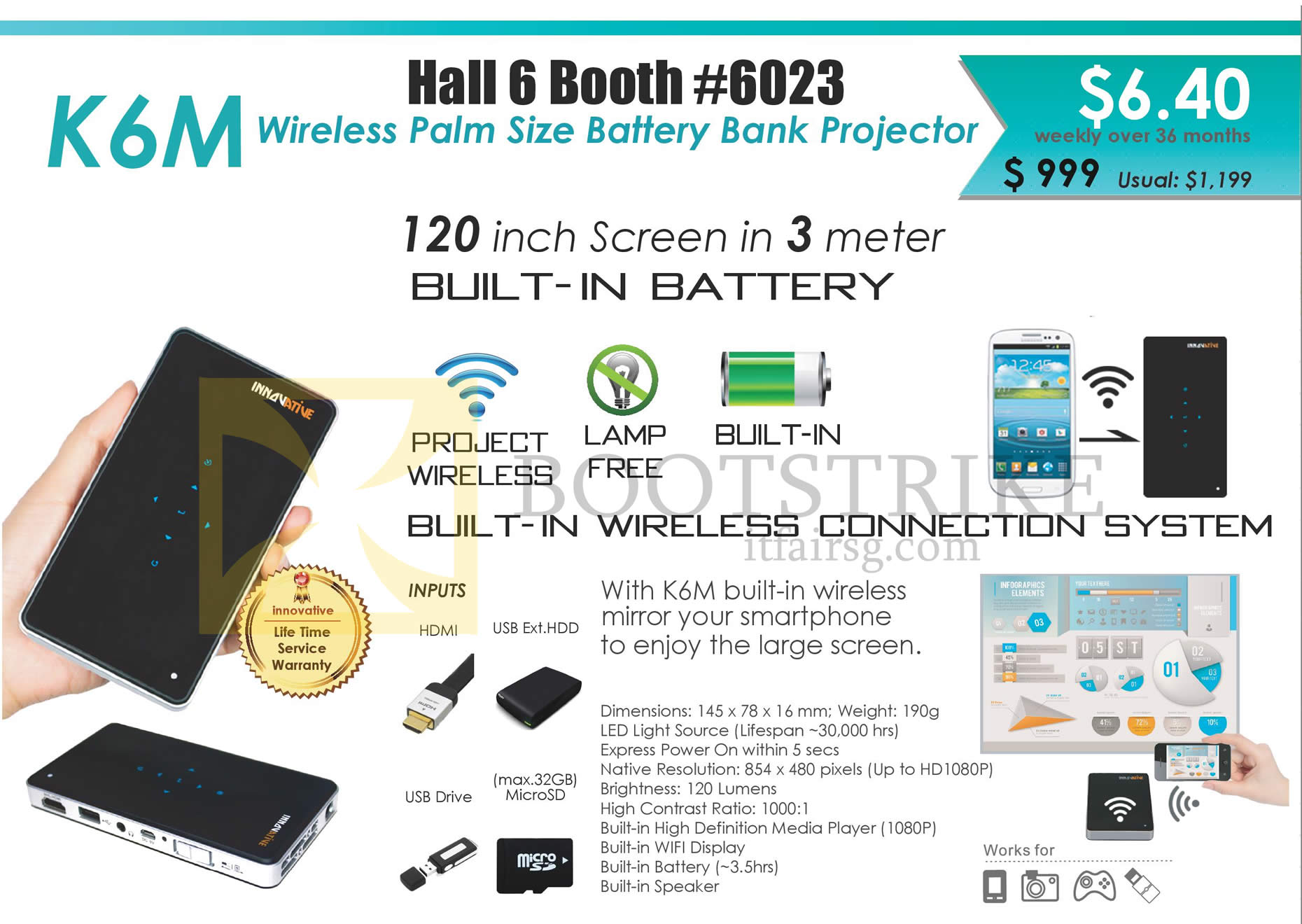 PC SHOW 2015 price list image brochure of X-Kimi K6M Battery Bank Projector