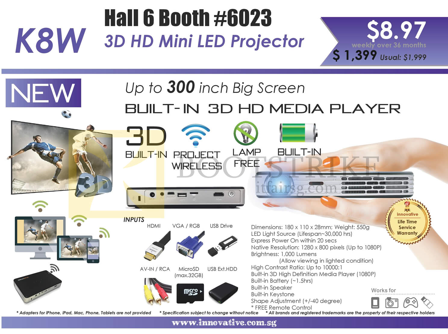 PC SHOW 2015 price list image brochure of X-Kimi K8W Mini Projector