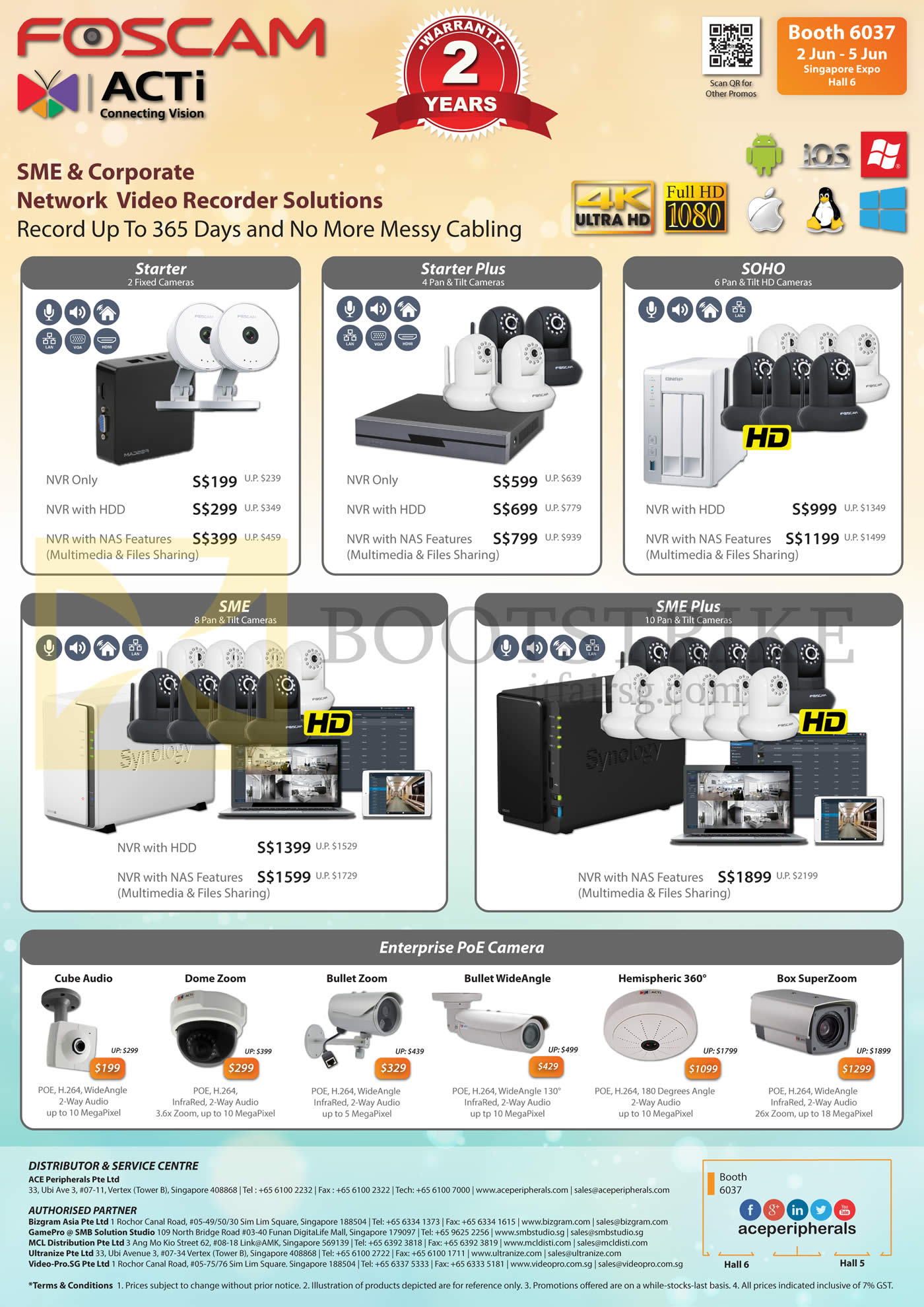 PC SHOW 2016 price list image brochure of ACE Peripherals Foscam Cameras Starter, Starter Plus, Soho, SME, SME Plus, Enterprise POE Cameras