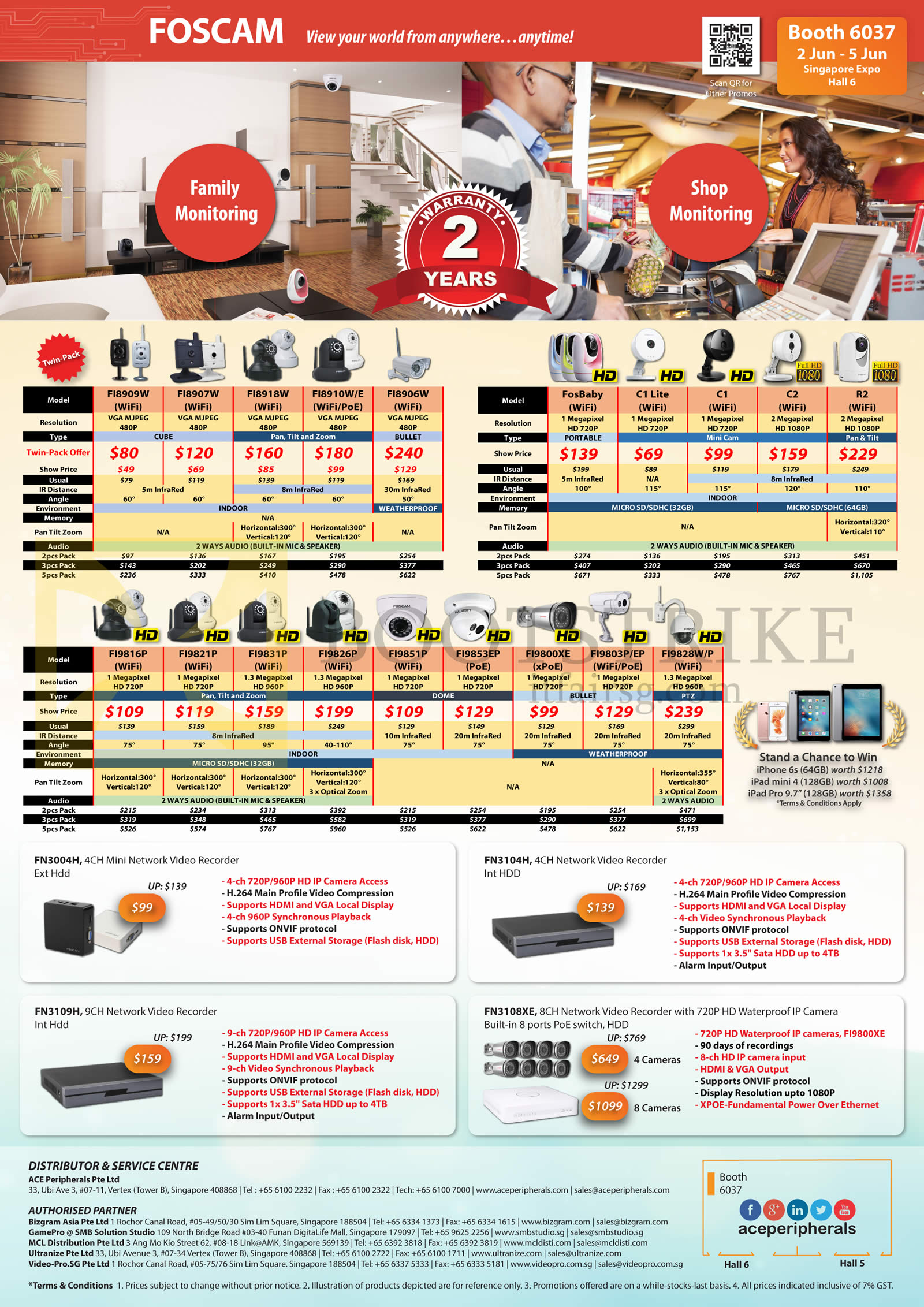PC SHOW 2016 price list image brochure of ACE Peripherals Foscam Stand Alone Network IP POE WiFi Camera FI8909W, FI8907W, FI8918W, FI8910W, FI8906W, FI9816P, FI9821P, FI9831P, FI9826P, FI9851P