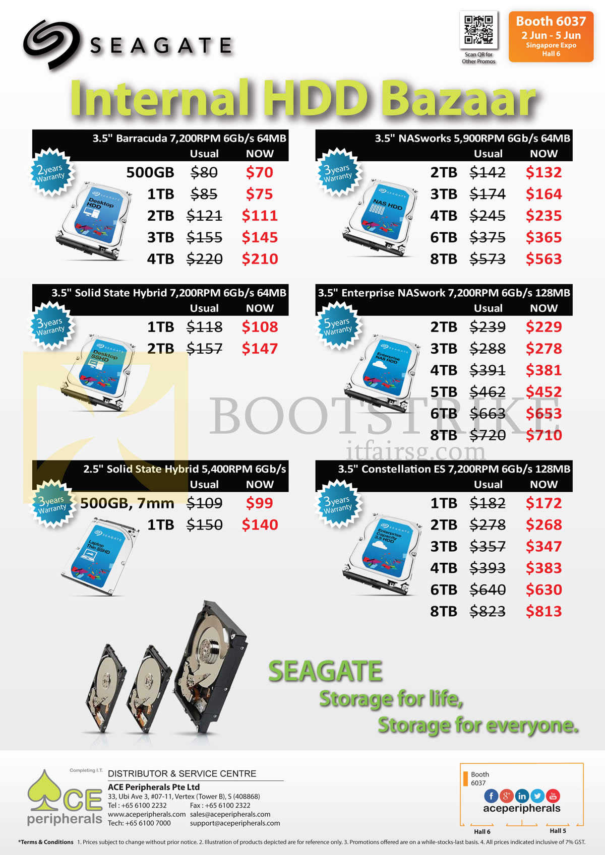 PC SHOW 2016 price list image brochure of ACE Peripherals Internal HDD Bazaar Seagate Barracuda, Solid State Hybrid, NASworks, Enterprise NASwork, Constellation 500GB, 1TB, 2TB, 3TB, 4TB, 5TB, 6TB, 8TB