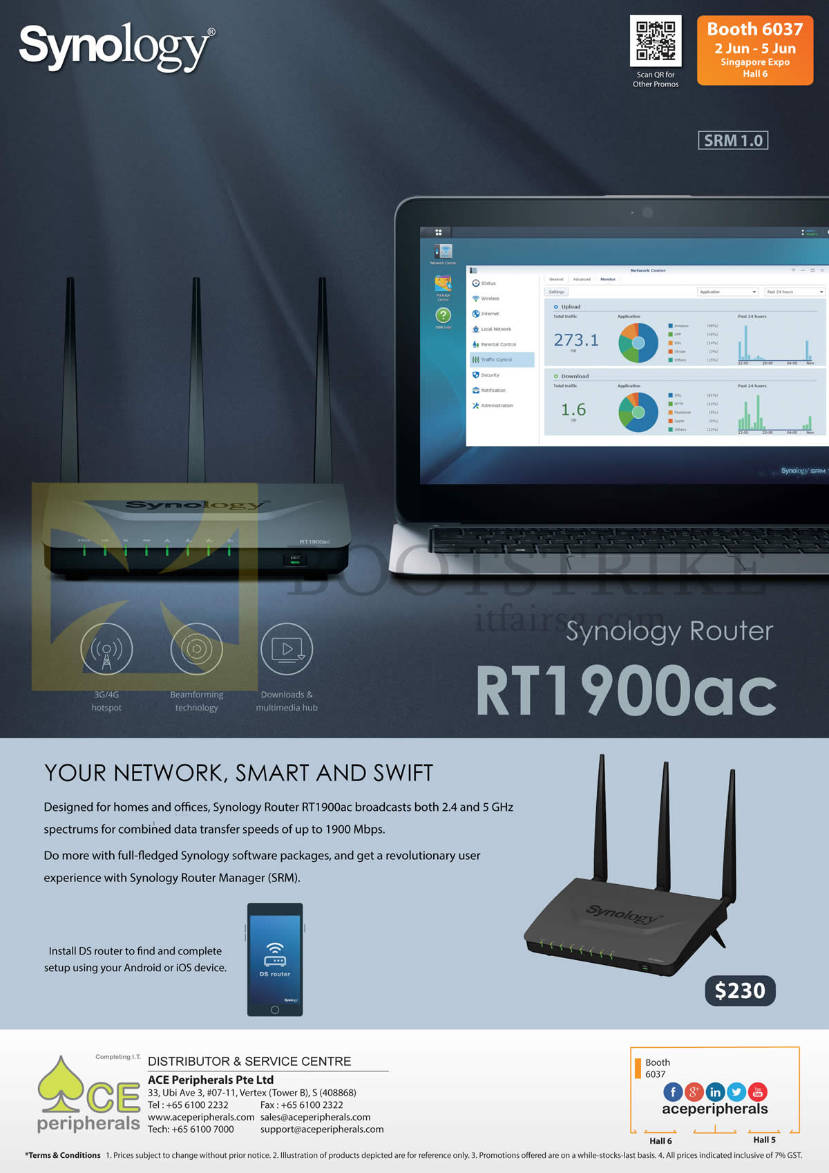 PC SHOW 2016 price list image brochure of ACE Peripherals Synology Router RT1900ac