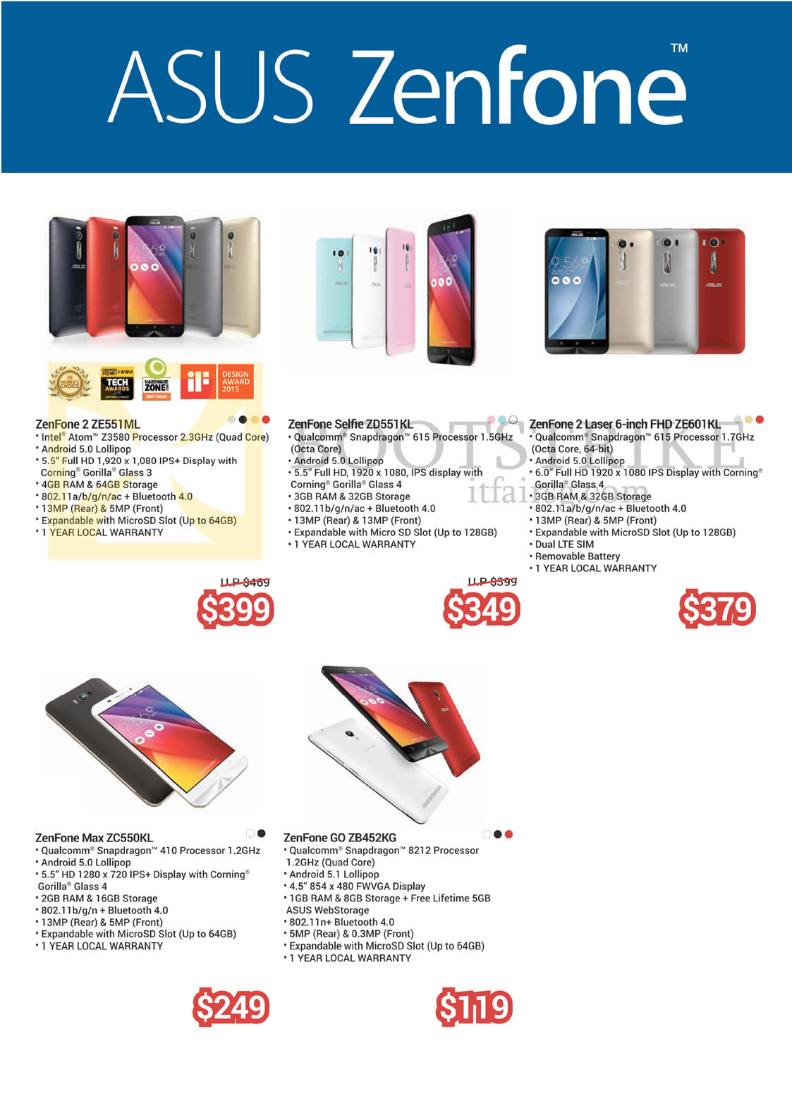 PC SHOW 2016 price list image brochure of ASUS Cybermind Mobile Phones Zenfone 2 ZE551ML, Selfie ZD551KL, 2 LAser FHD-ZE601KL, Max ZC550KL, GO ZB452KG