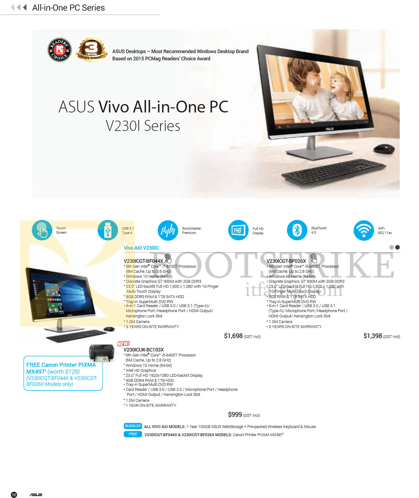 PC SHOW 2016 price list image brochure of ASUS Desktop PCs AIO Vivo PCs V230I Series, V230ICGT-BF044X, V230ICGT-BF026X, V230ICUK-BC103X