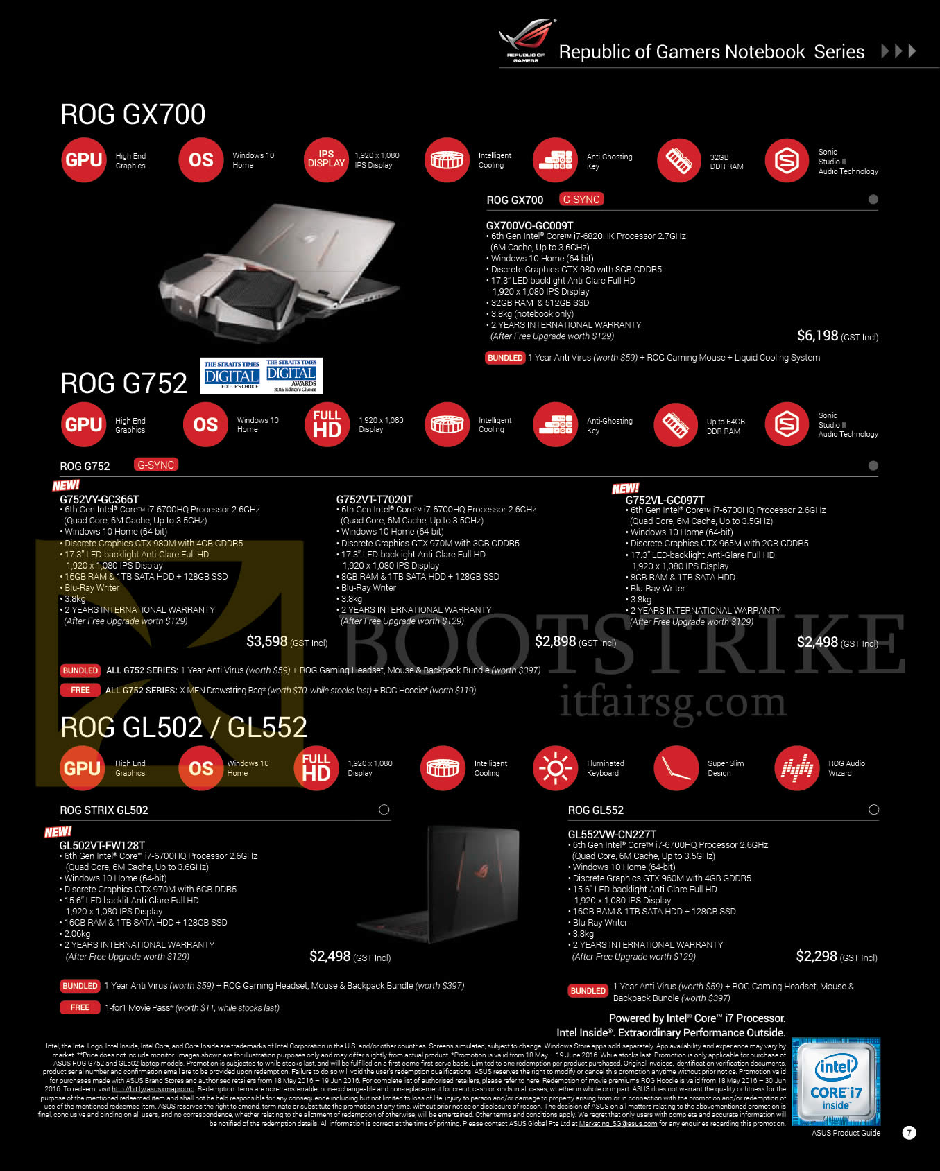 PC SHOW 2016 price list image brochure of ASUS Notebooks ROG GX700 Series GX700VO-GC009T, G752VY-GC366T, G752VT-T7020T, G752VL-GC097T, GL502VT-FW128T, GL552VW-CN227T