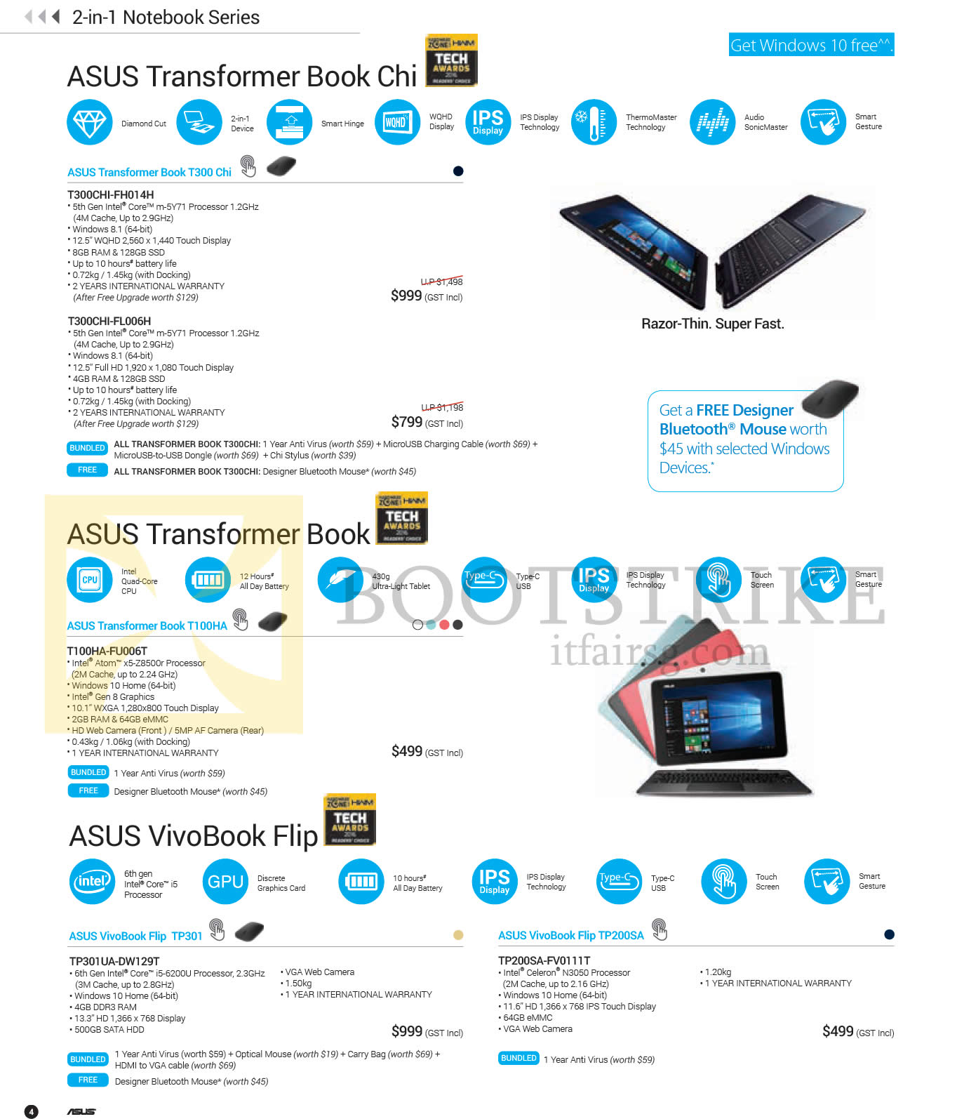 PC SHOW 2016 price list image brochure of ASUS Notebooks Transformer Book Chi, T300CHI-FH014H, T300CHI-FL006H, T100HA-FU006T, VivoBook Flip TP301UA-DW129T, TP200SA-FV0111T