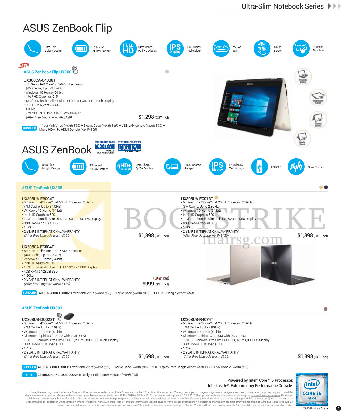PC SHOW 2016 price list image brochure of ASUS Notebooks ZenBook Flip UX360CA-C4008T, ZenBook UX305UA-FB004T, UX305CA-FC004T, UX305UA-FC013T, UX303UB-DQ028T, UX303UB-R4074T