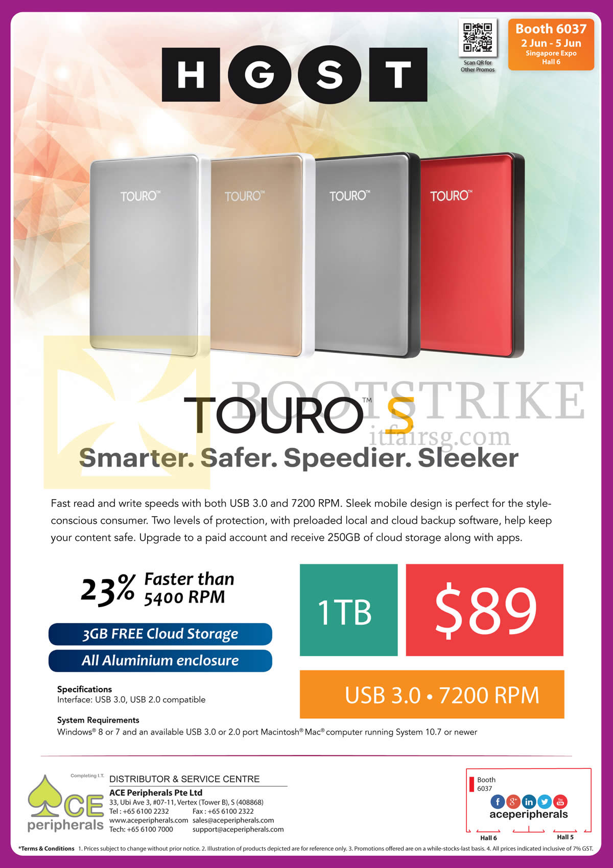 PC SHOW 2016 price list image brochure of Ace Peripherals HGST TOURO S Portable HDD TB