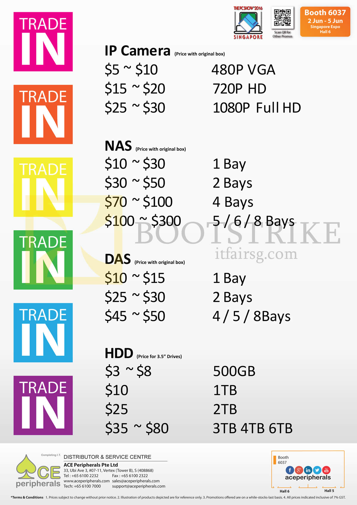 PC SHOW 2016 price list image brochure of Ace Peripherals Trade In IP Camera, NAS, DAS, HDD