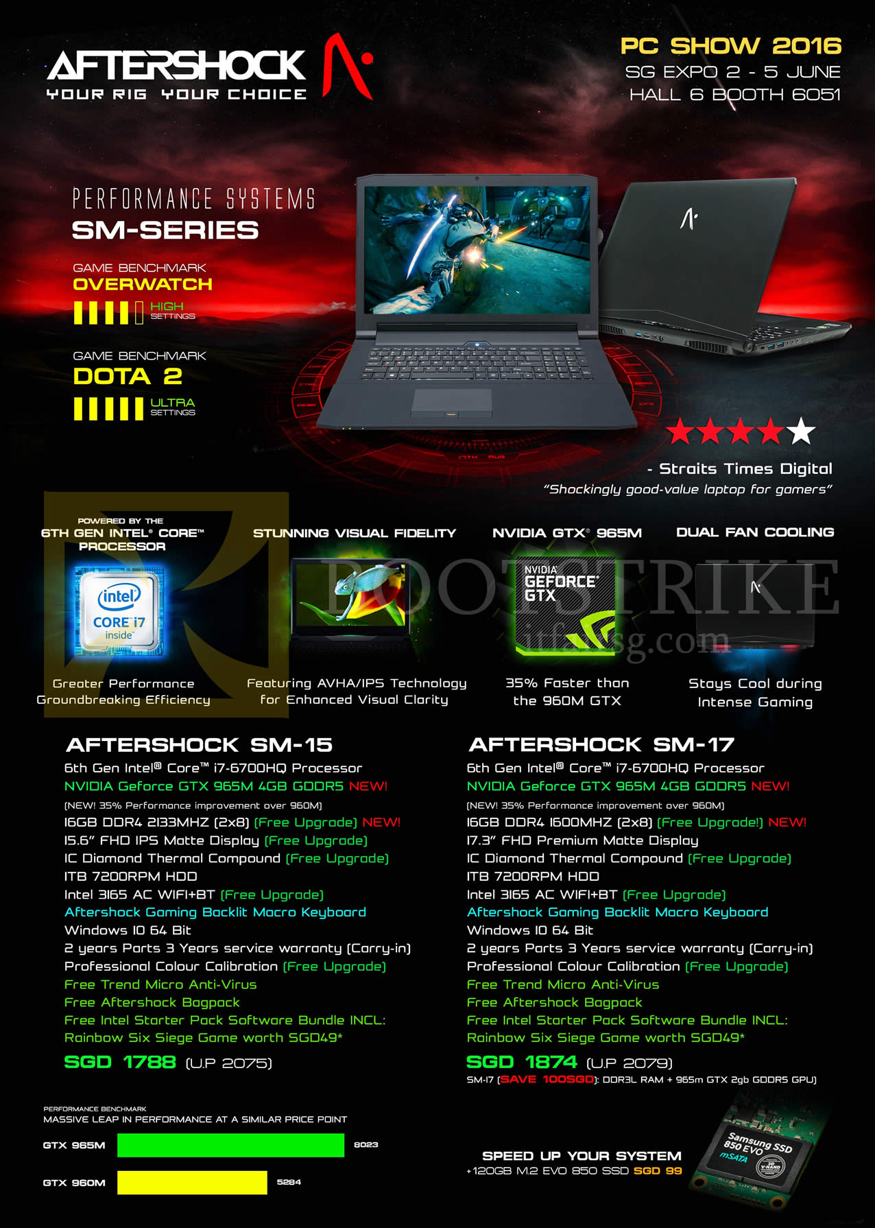 PC SHOW 2016 price list image brochure of Aftershock Notebooks SM-15, SM-17