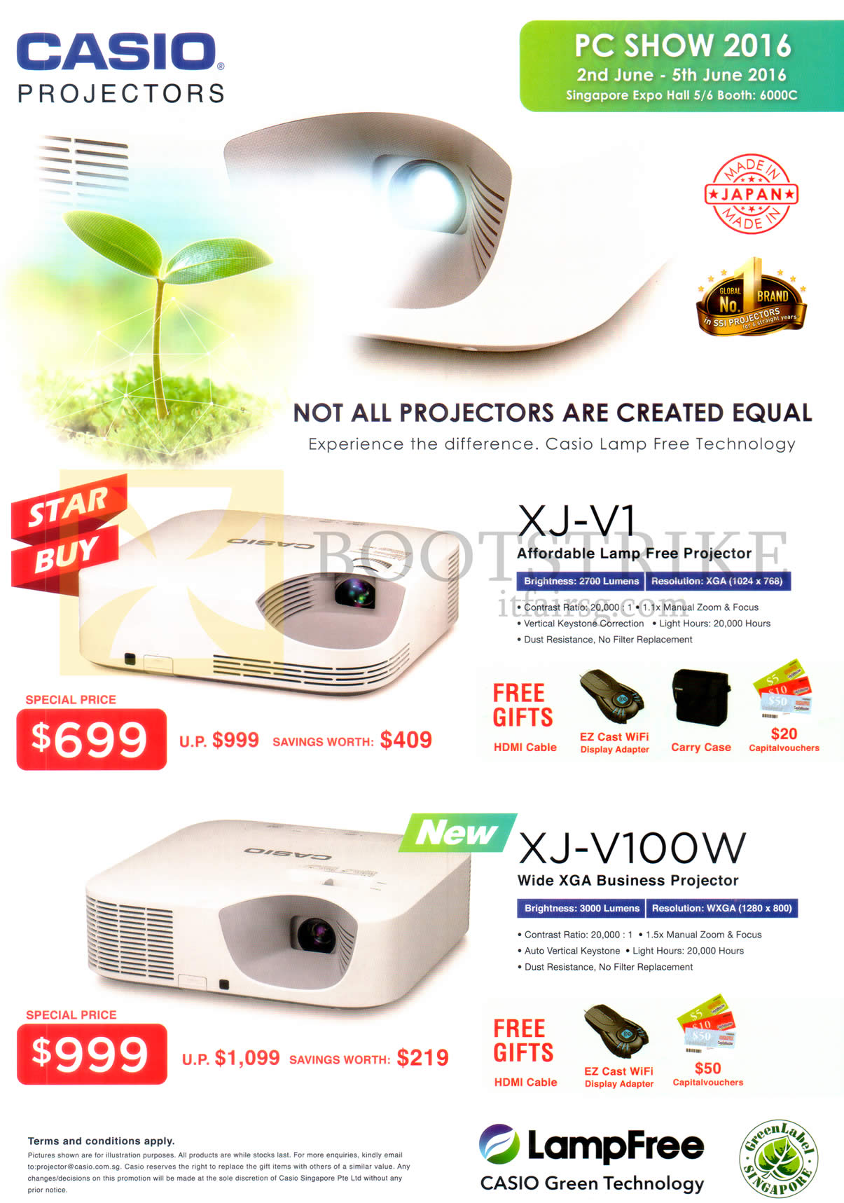 PC SHOW 2016 price list image brochure of Casio Projectors XJ-V1, XJ-V100W