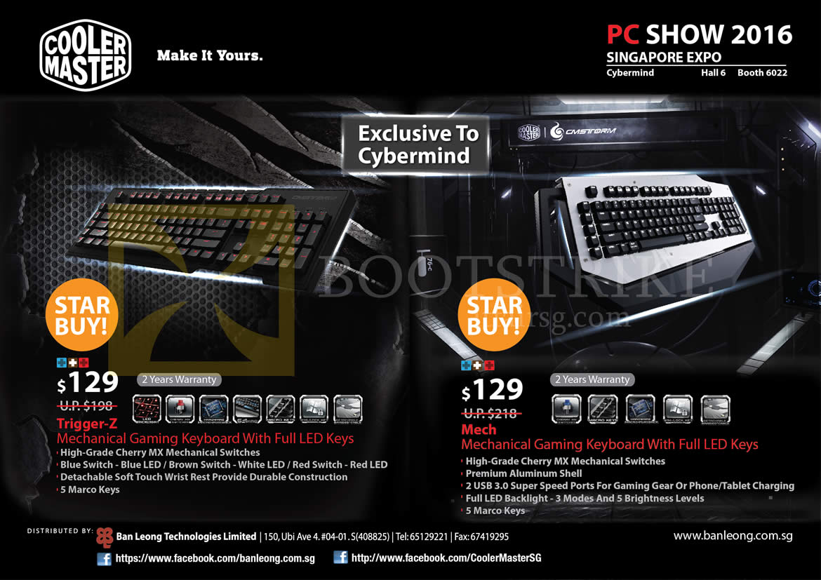 PC SHOW 2016 price list image brochure of Cybermind Cooler Master Mechanical Keyboards Trigger-Z, Mech