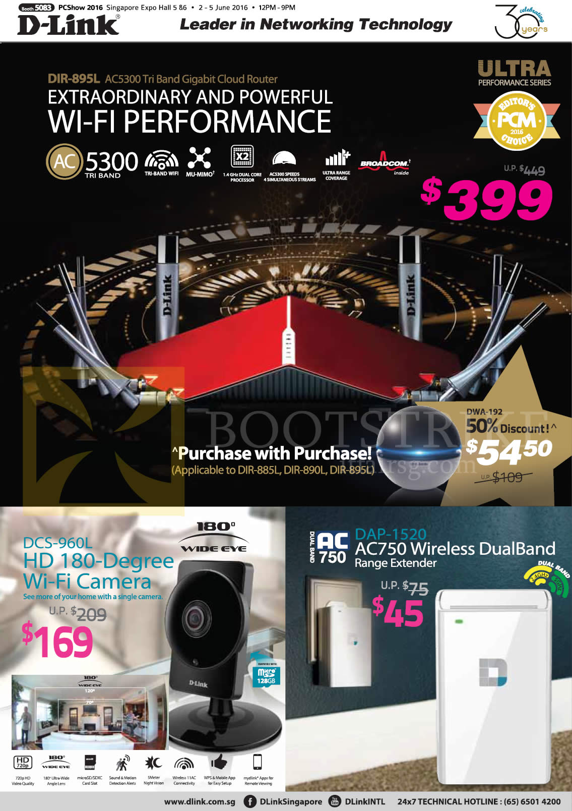 PC SHOW 2016 price list image brochure of D-Link Networking Router, Wifi Camera, Wireless DualBand Range Extender, DWA-192, DCS-960L, DAP-1520