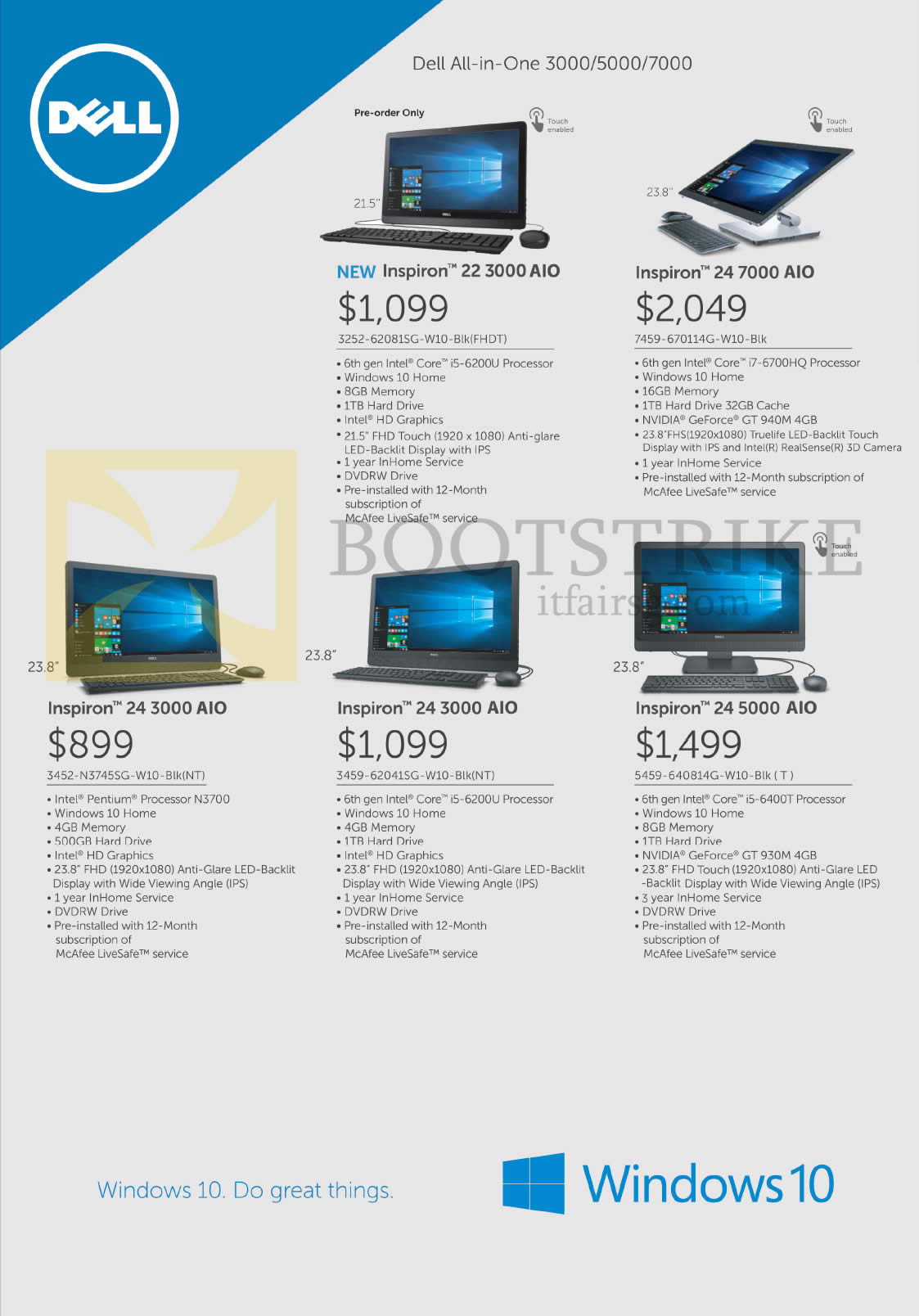PC SHOW 2016 price list image brochure of Dell AIO Desktop PCs Inspiron 22 3000, 24 7000, 24 3000, 24 5000 Series