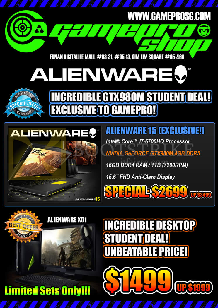 PC SHOW 2016 price list image brochure of Gamepro Student Alienware 15 Notebook, X51 Desktop PC