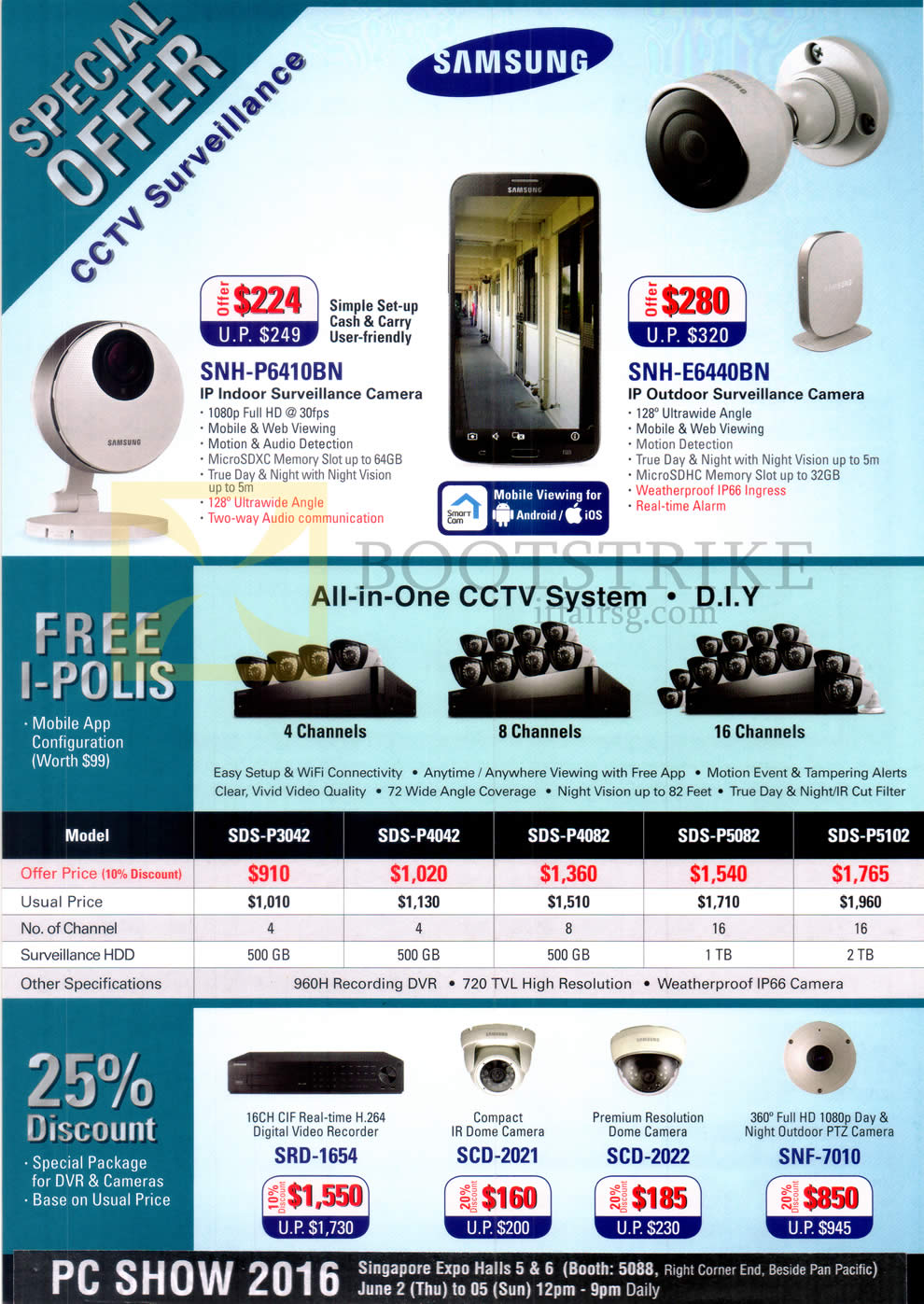 PC SHOW 2016 price list image brochure of Hanman CCTV Surveillance SNH-P6410BN, E6440BN, SDS-P3042, P4042, P4082, P5082, P5102, SRD-1654, 2021, 2022, SNF-7010