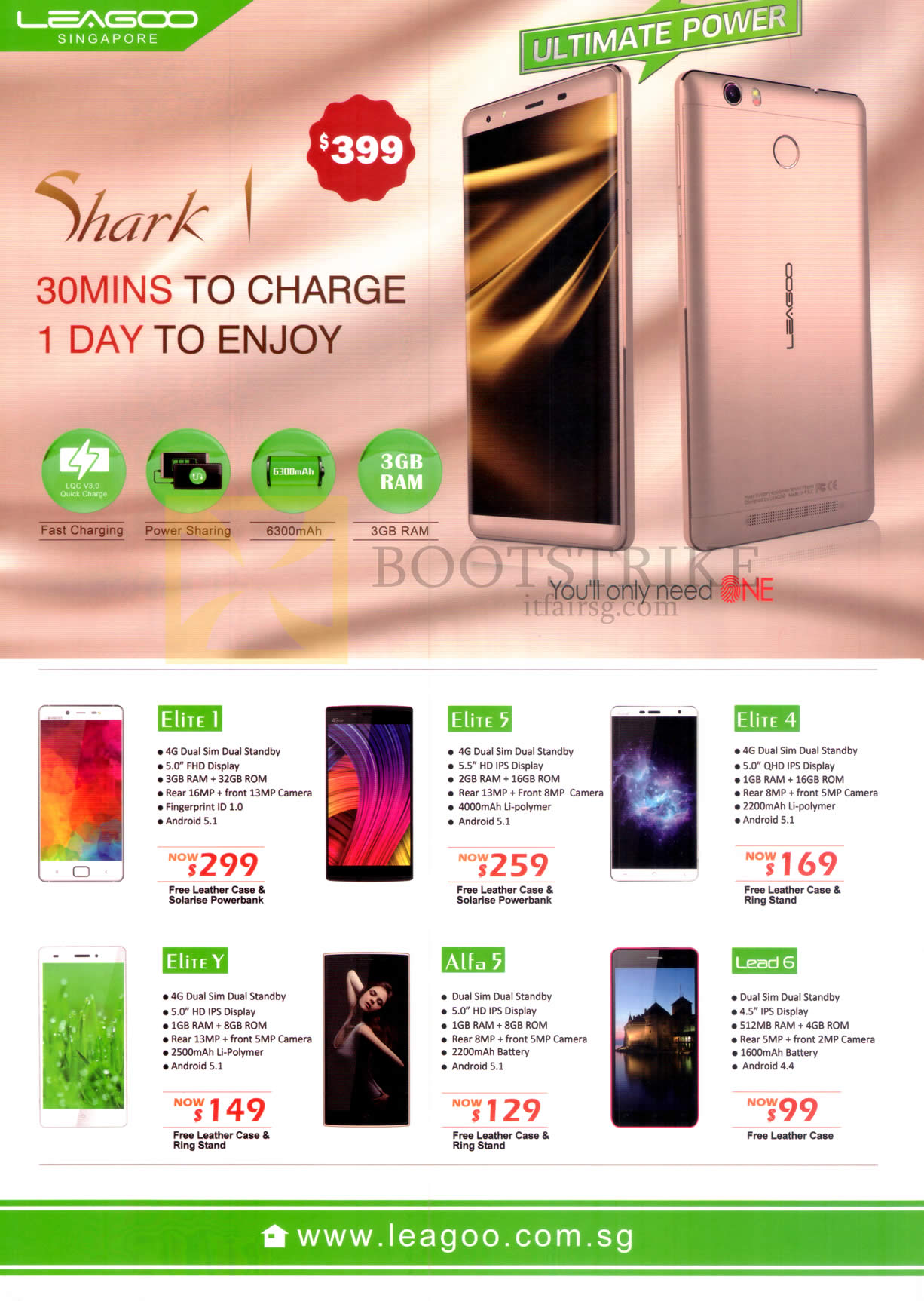 PC SHOW 2016 price list image brochure of Leagoo Mobile Phones Shark 1, Elite 1, 5, 4, Y, Alfa 5, Lead 6
