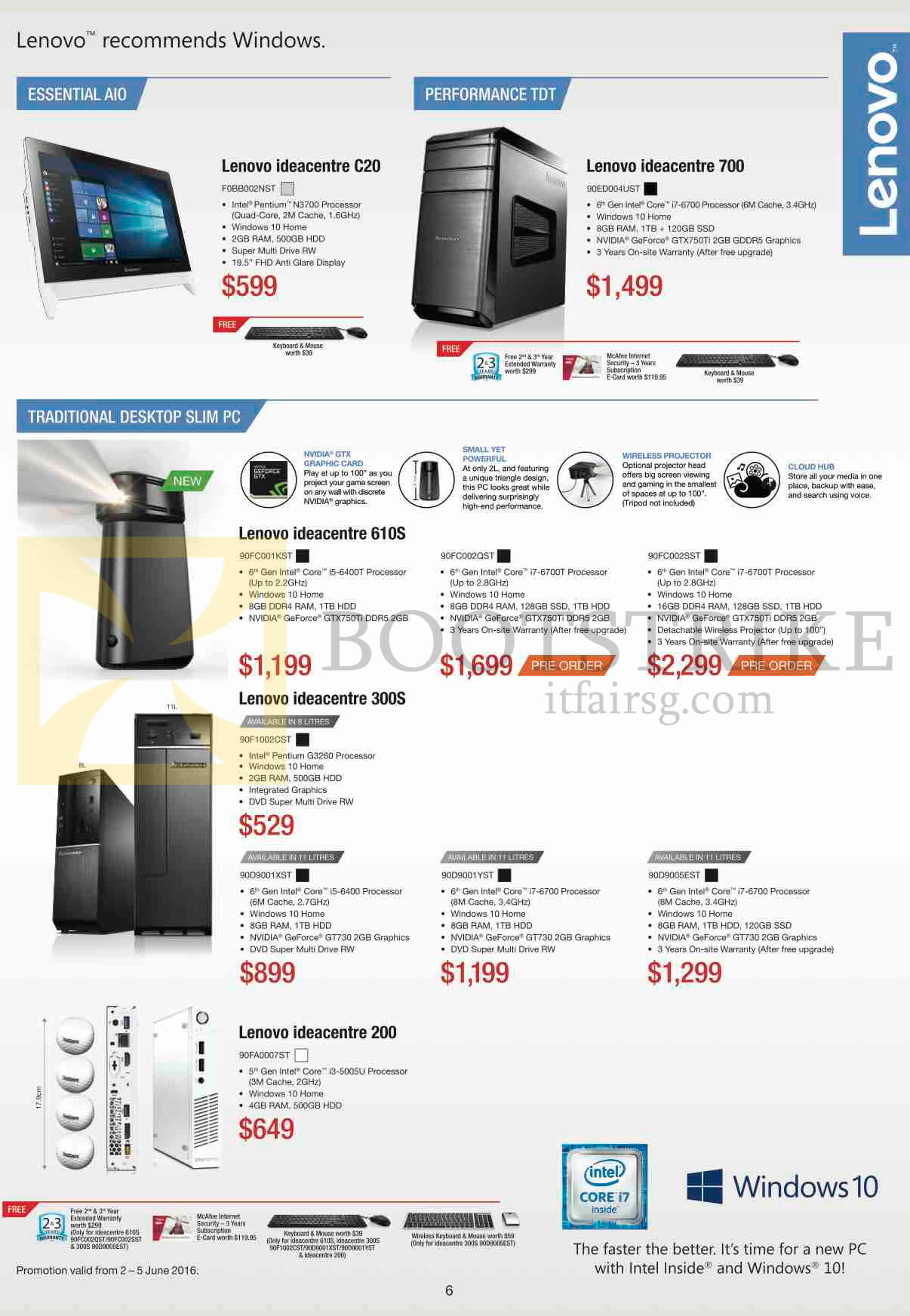 PC SHOW 2016 price list image brochure of Lenovo Desktop PCs Ideacentre C20, 700, Slim PC 610S, 300S, 200
