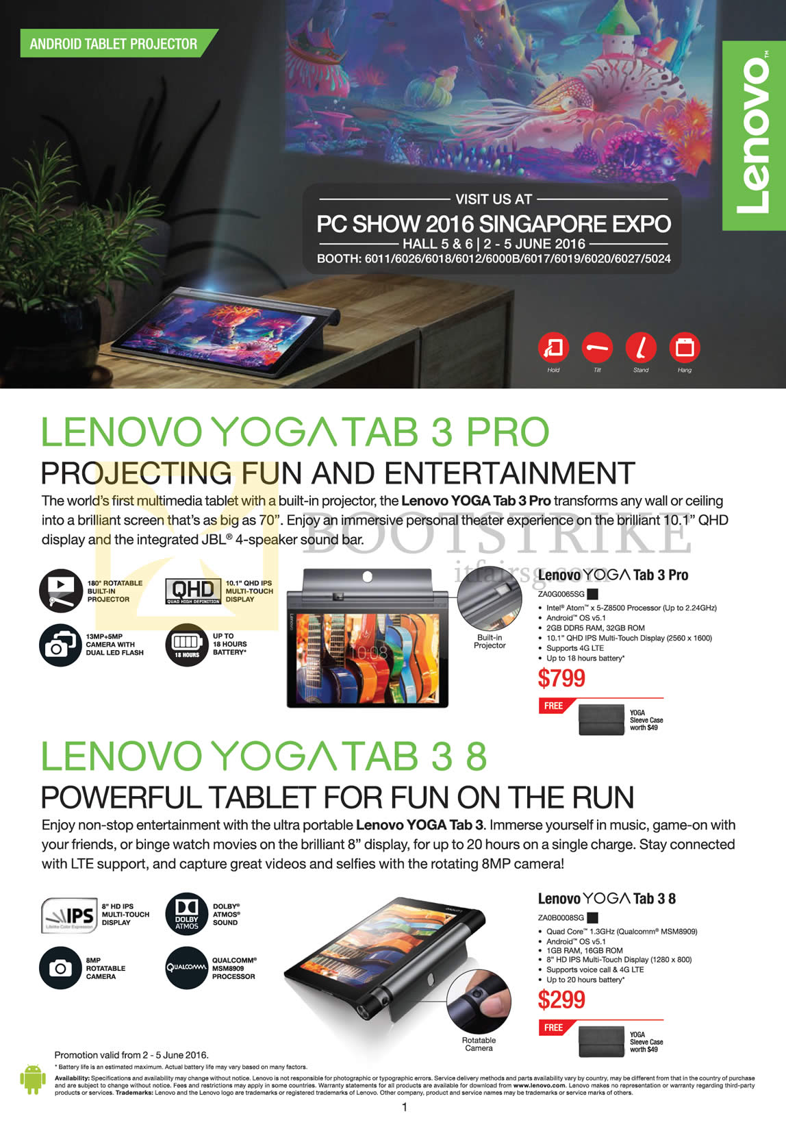PC SHOW 2016 price list image brochure of Lenovo Tablets Yoga Tab 3 Pro, Yoga Tab 3 8
